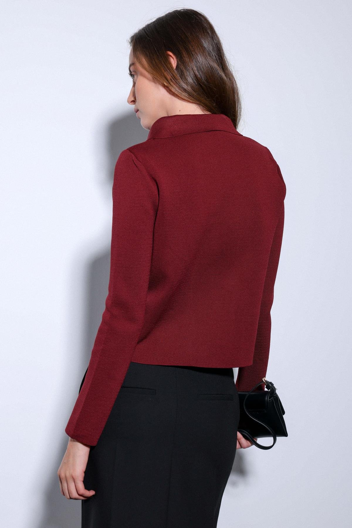 Antioch Bordo Kruvaze Kapama Kadın Triko Hırka