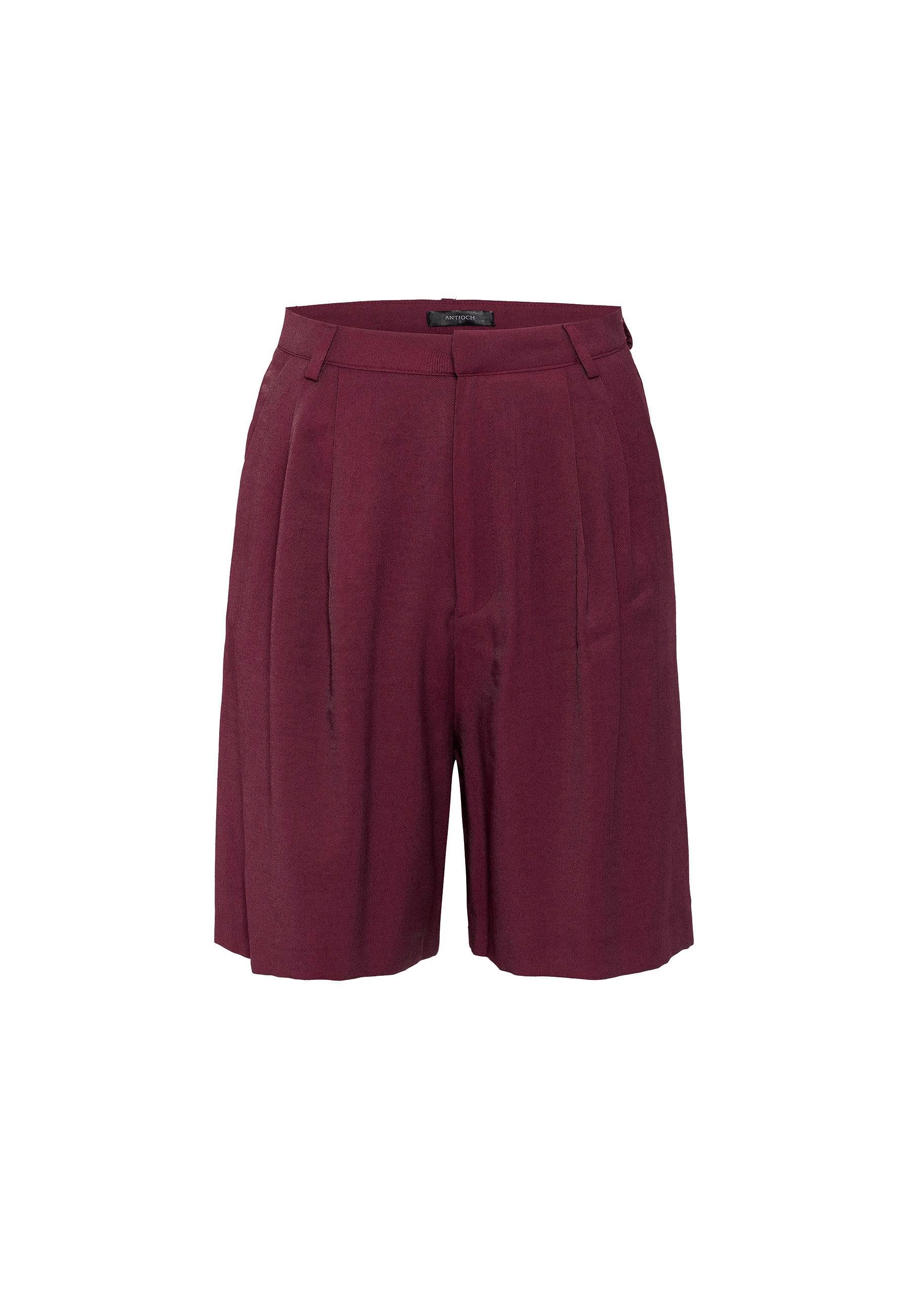 Antioch Bordo Pilili Kadın Bermuda Şort