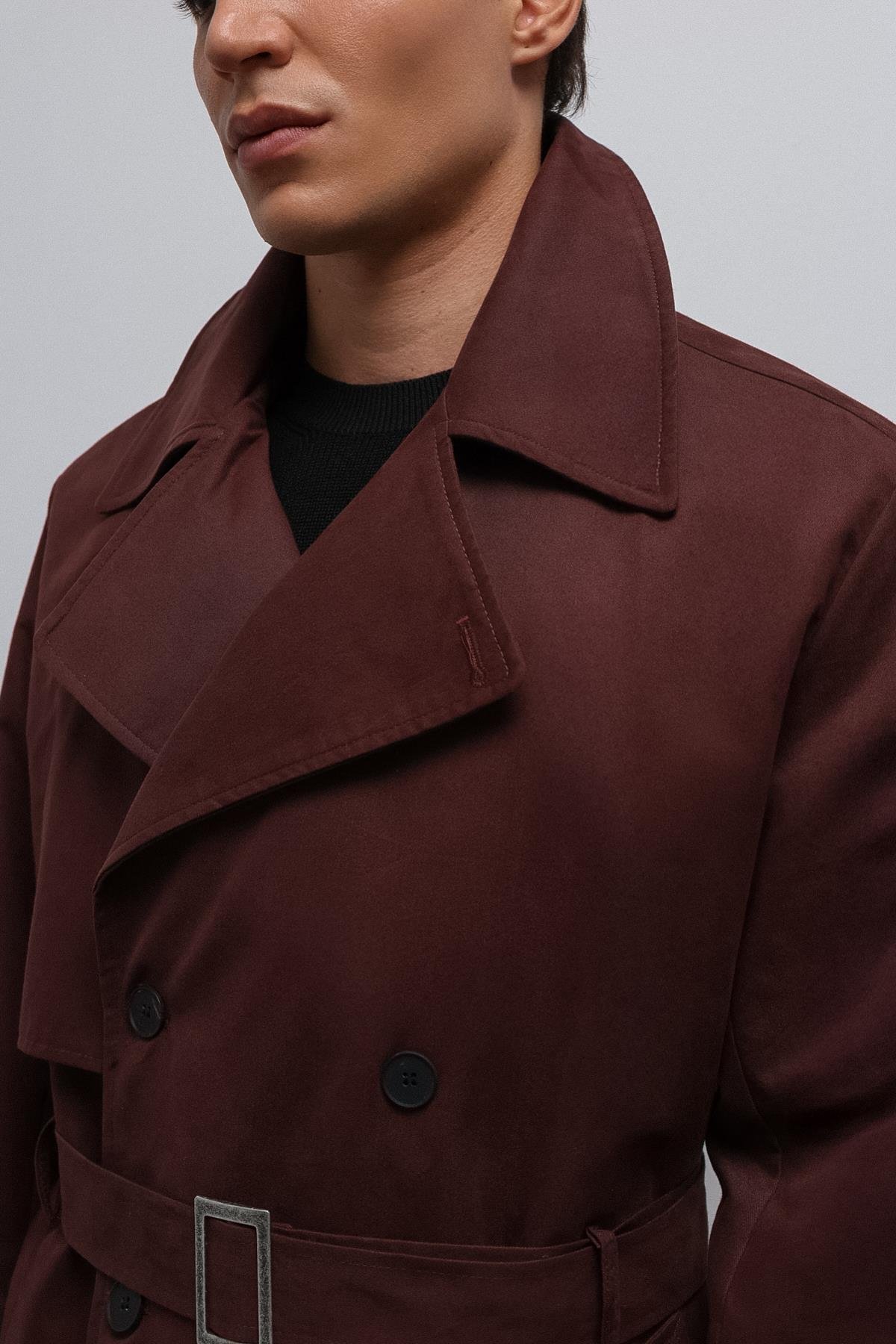 Antioch Bordo Relax Fit Erkek Trençkot