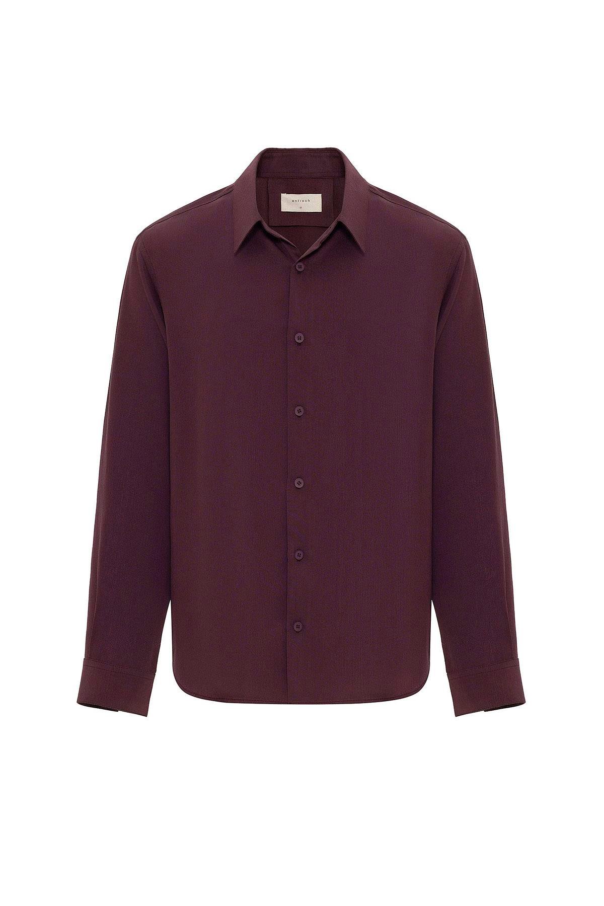 Antioch Bordo Relax Fit Liyosel Kumaş Erkek Gömlek