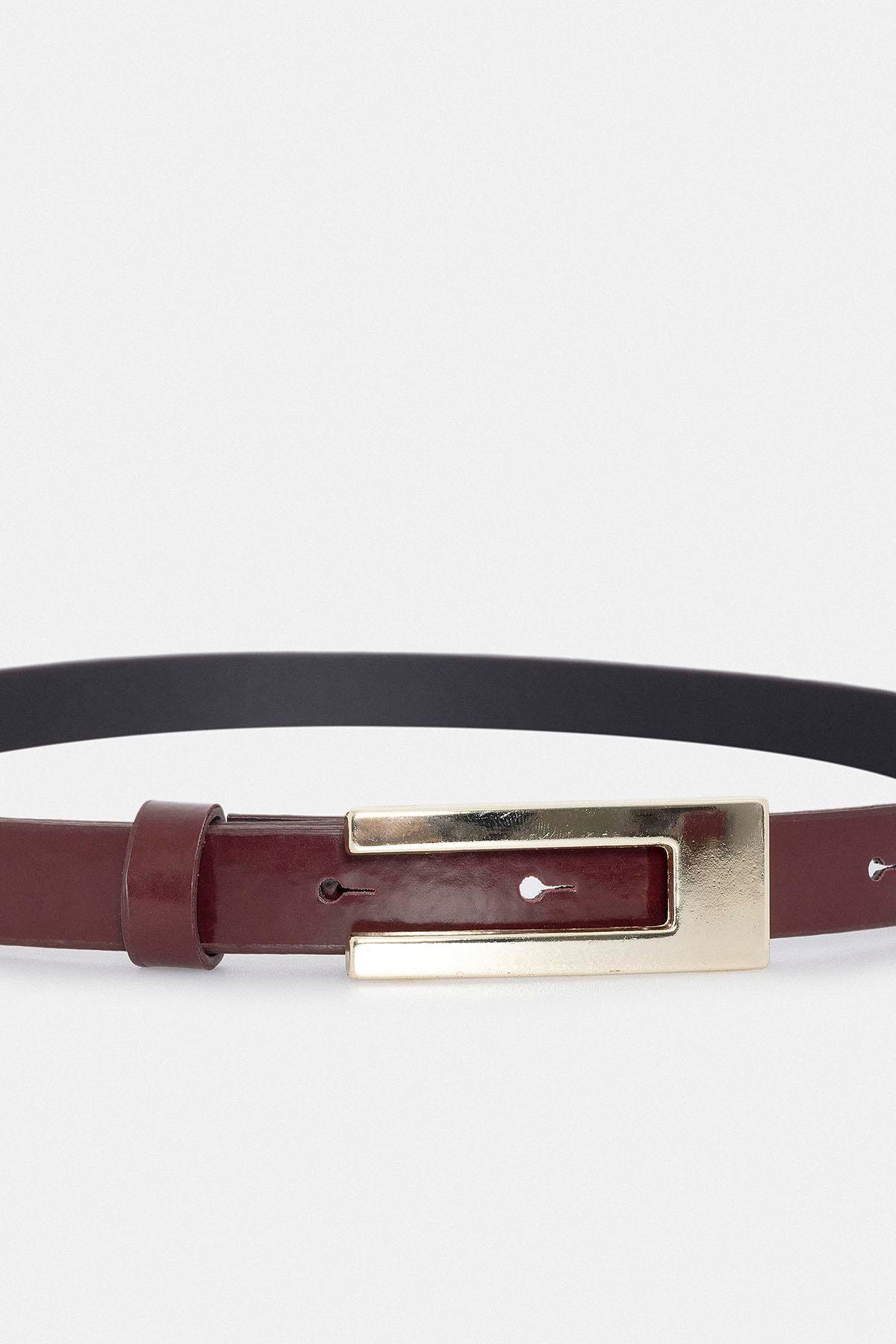 Antioch Bordo Rugan Suni Deri Kadın Kemer