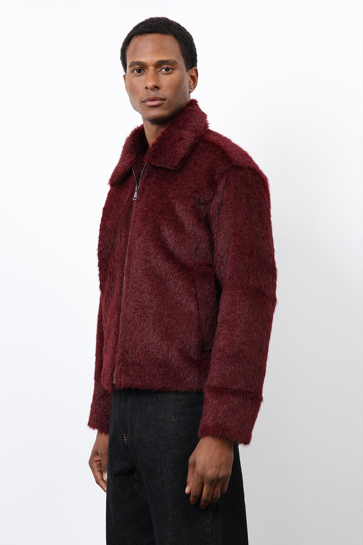 Antioch Bordo Yumuşak Dokulu Erkek Mont