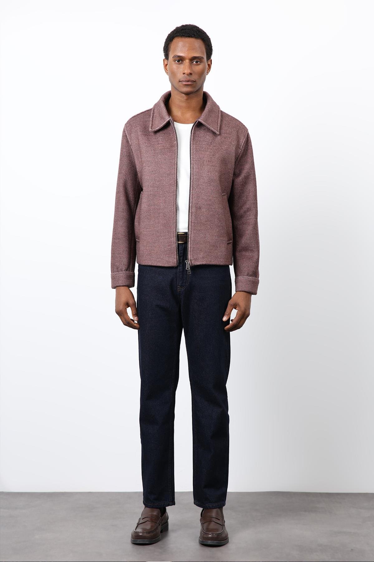 Antioch Bordo Yün Karışımlı Erkek Ceket