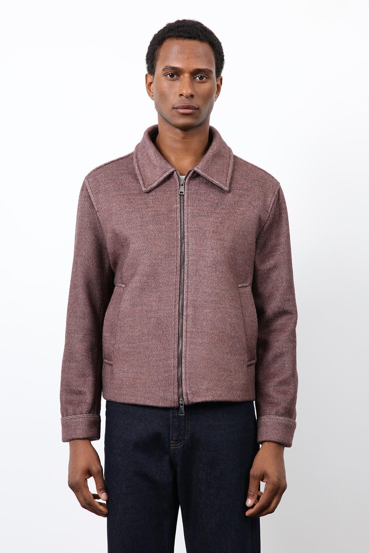 Antioch Bordo Yün Karışımlı Erkek Ceket