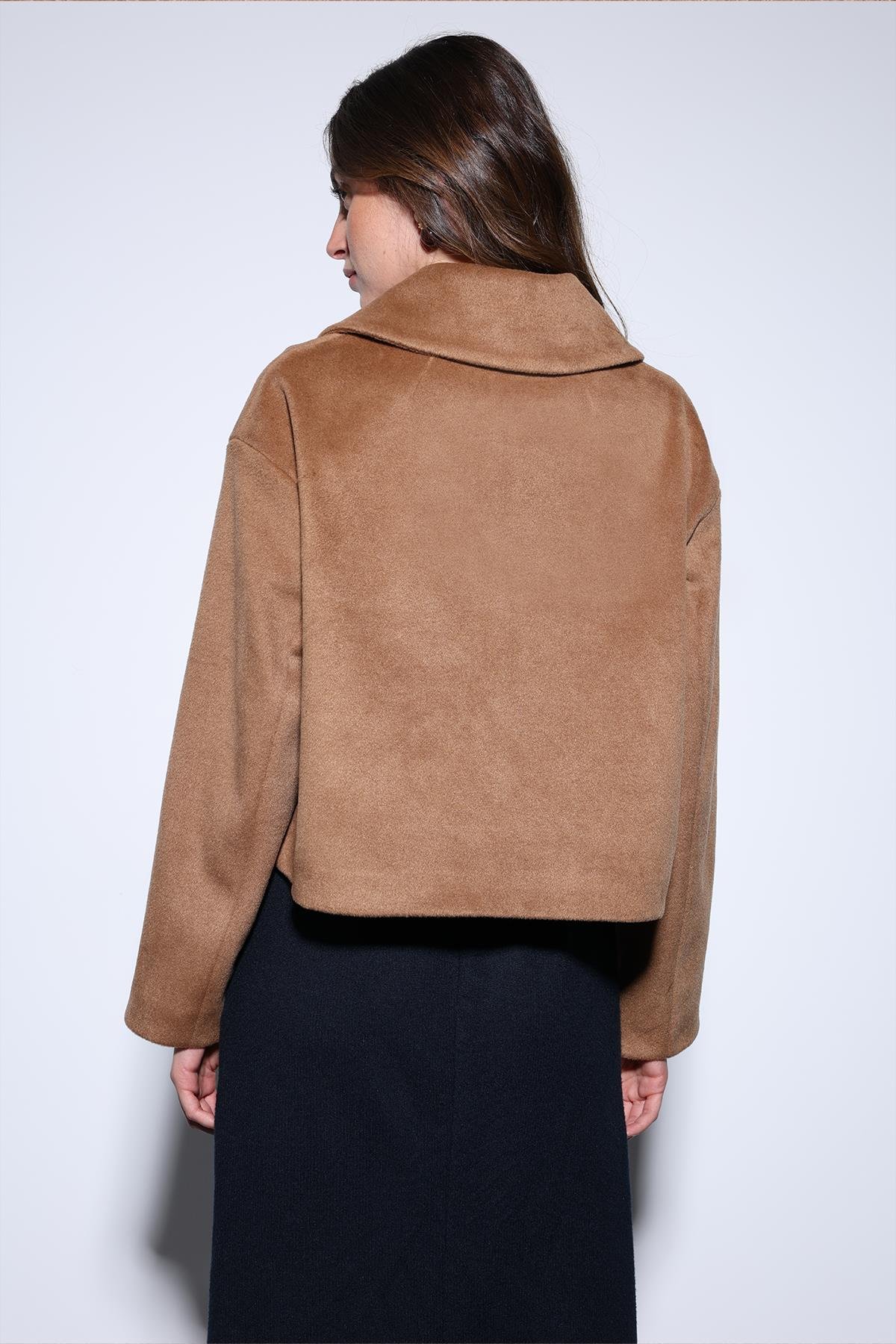 Antioch Camel Kruvaze Kadın Kısa Kaban