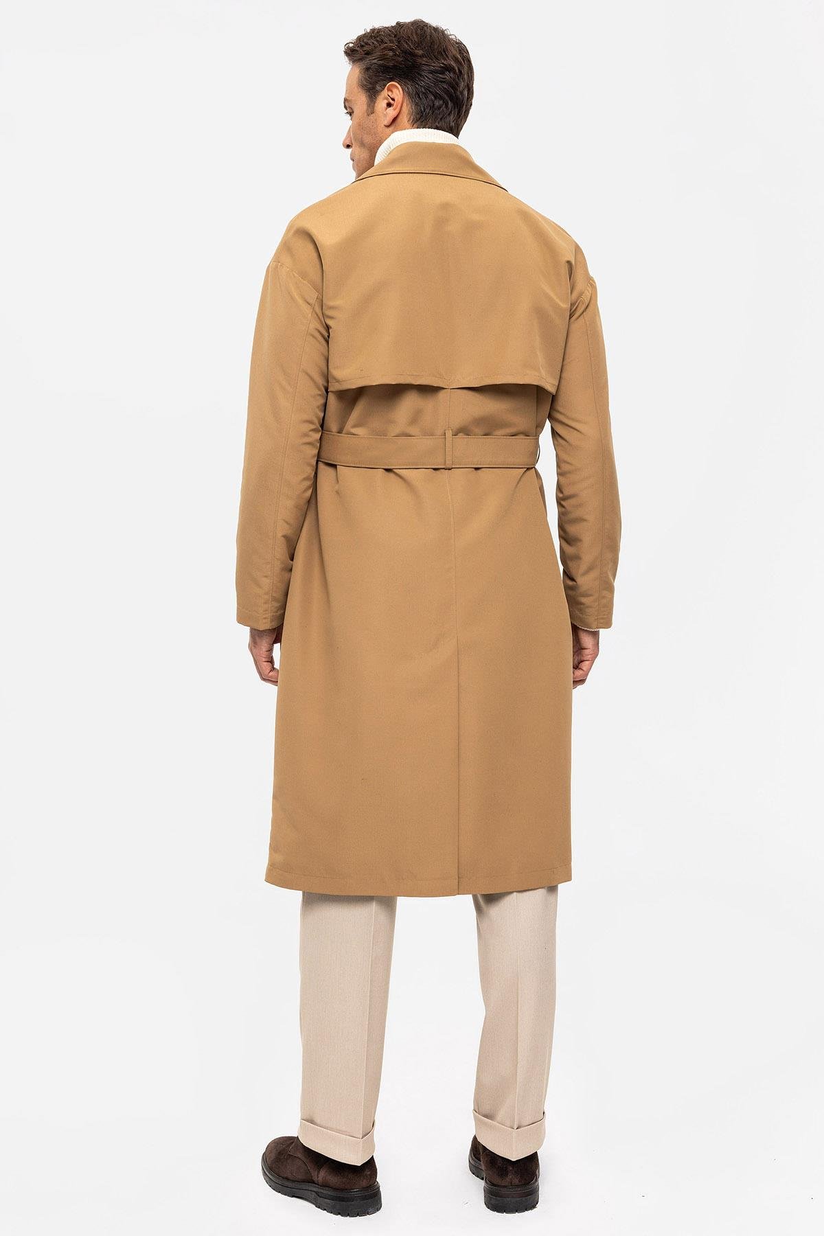 Antioch Camel Kruvaze Kapama Kemerli Trençkot