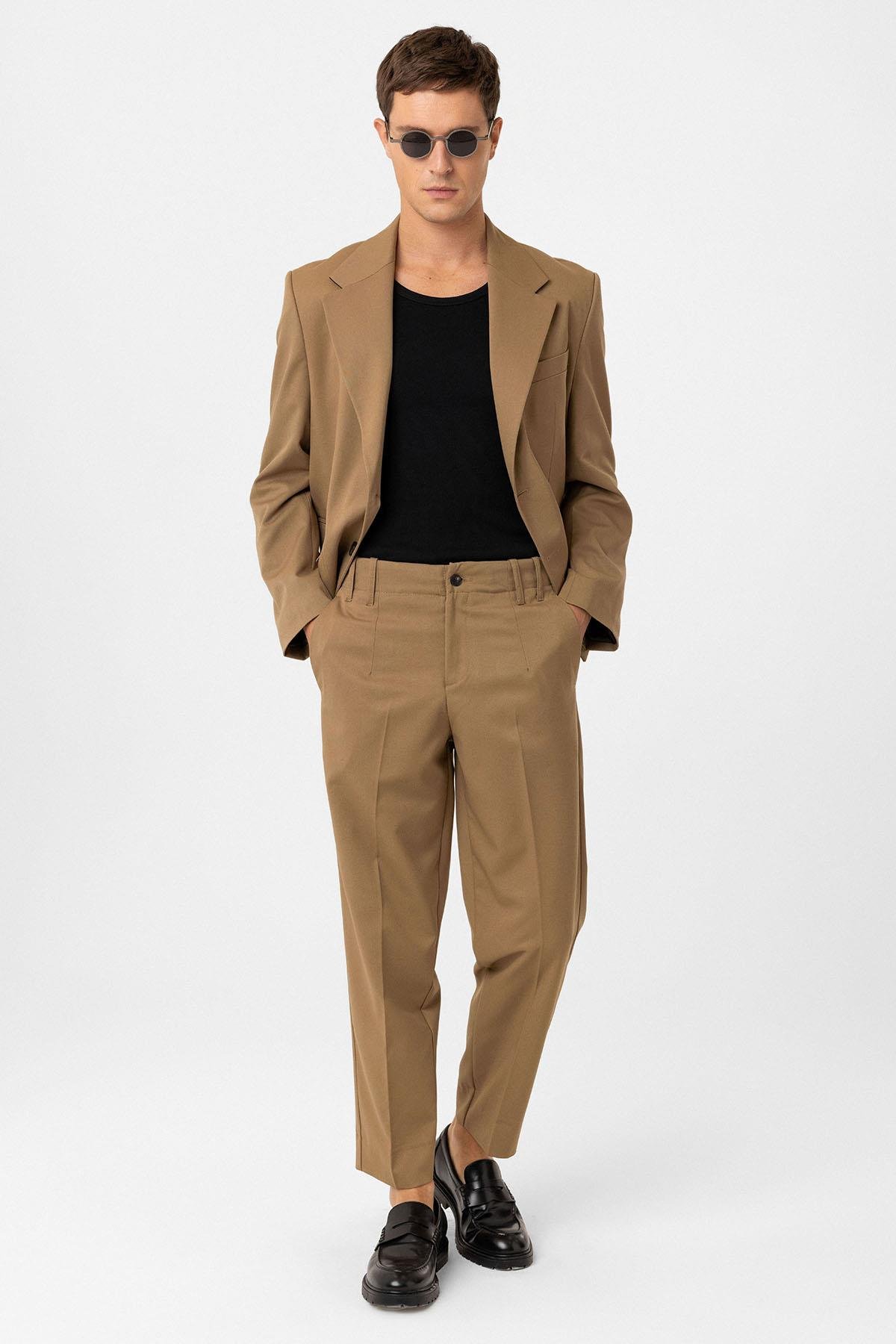 Antioch Camel Yüksek Bel Straight Fit Erkek Pantolon