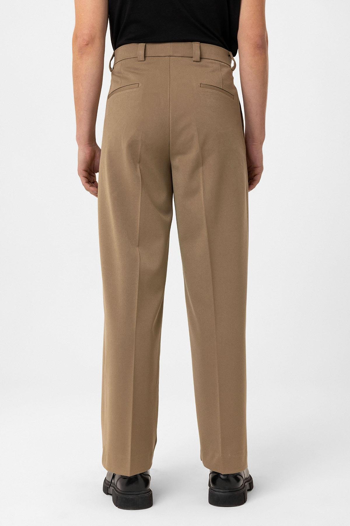 Antioch Camel Yüksel Bel Relax Fit Pileli Erkek Pantolon