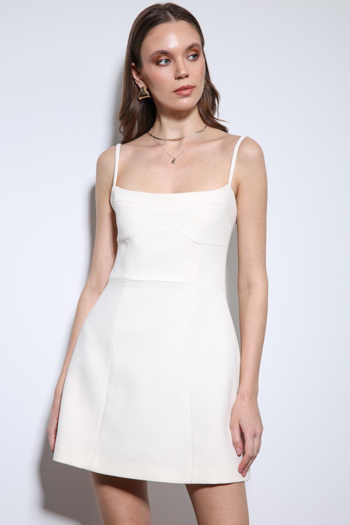 Antioch Ekru Askılı Elbise