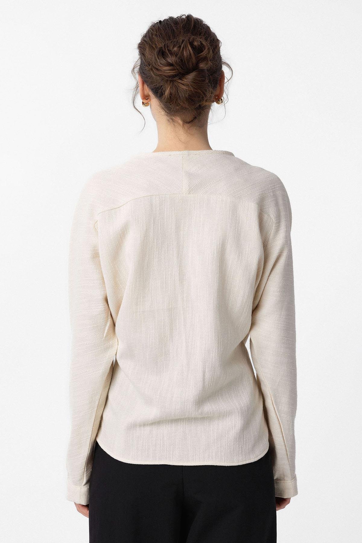 Antioch Ekru Bağlamalı Kimono Kadın Gömlek