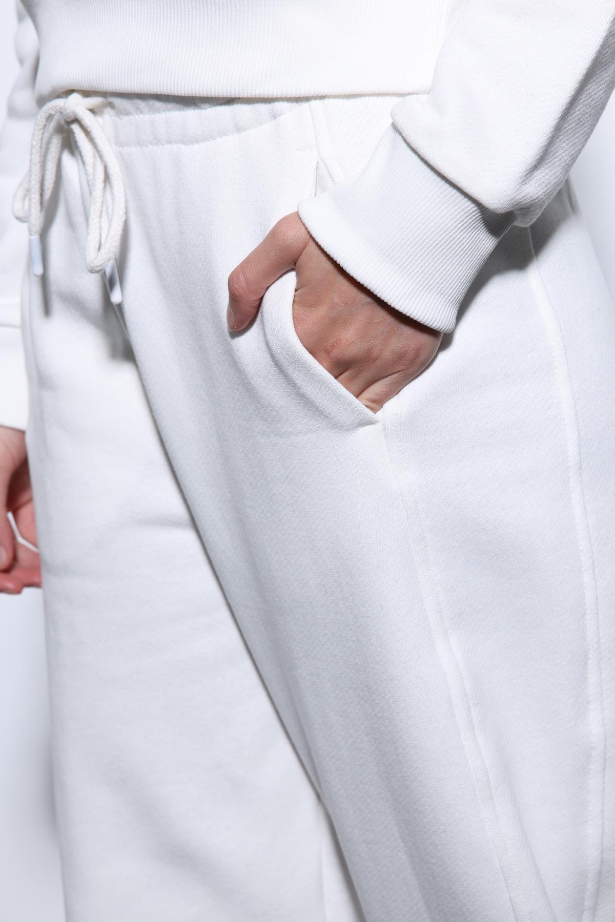 Antioch Ekru Basic Düz Paça Kadın Eşofman Altı