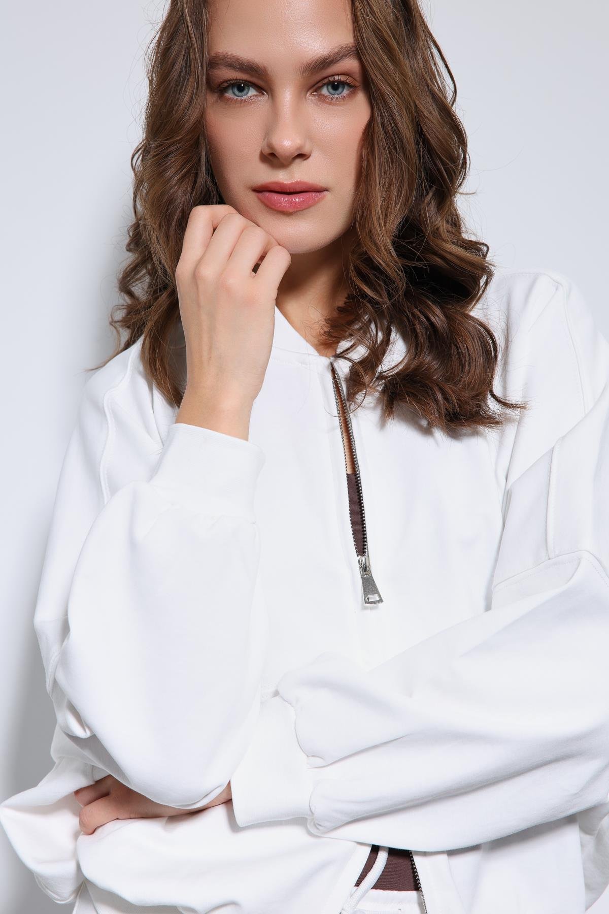 Antioch Ekru Bomber Ceket ve İspanyol Paça Eşofman Takım