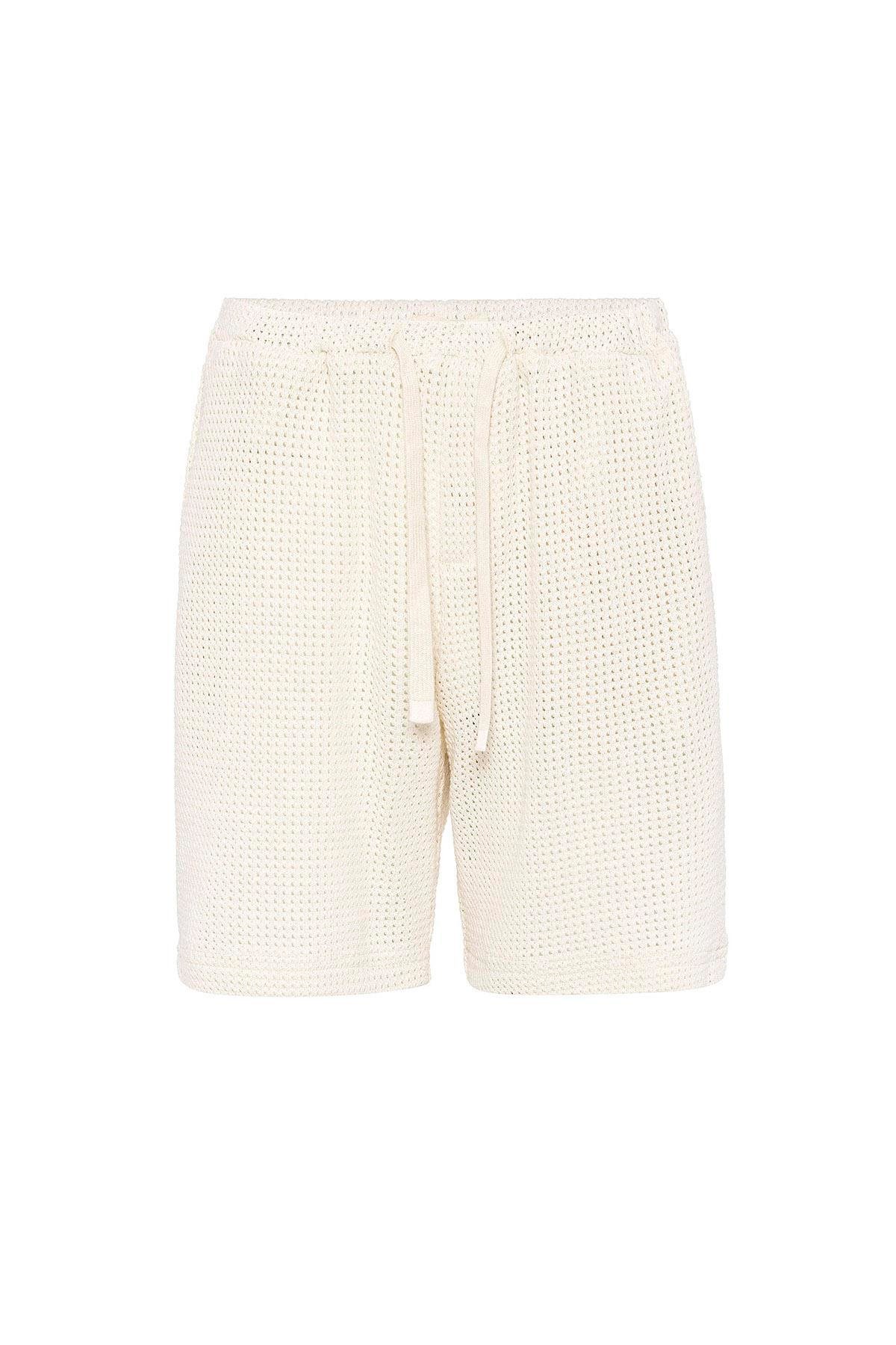 Antioch Ekru Dokulu Relaxed Erkek Şort
