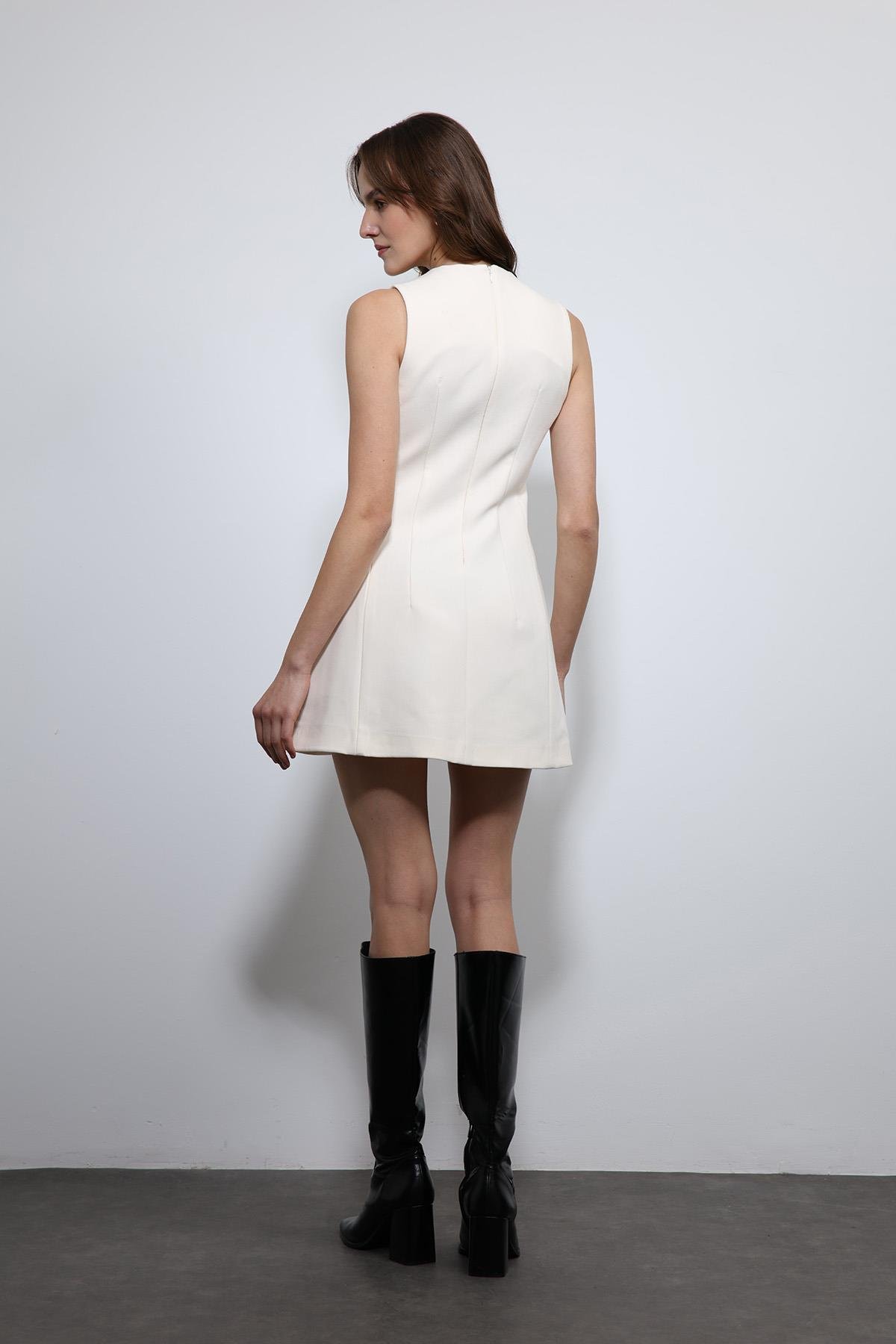 Antioch Ekru Kadın Mini Elbise