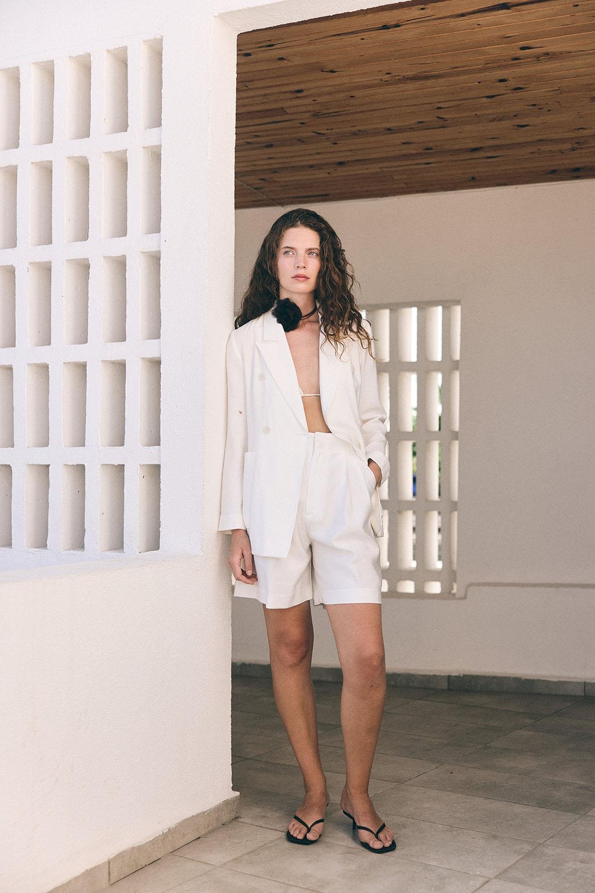 Antioch Ekru Kruvaze Kadın Blazer Ceket