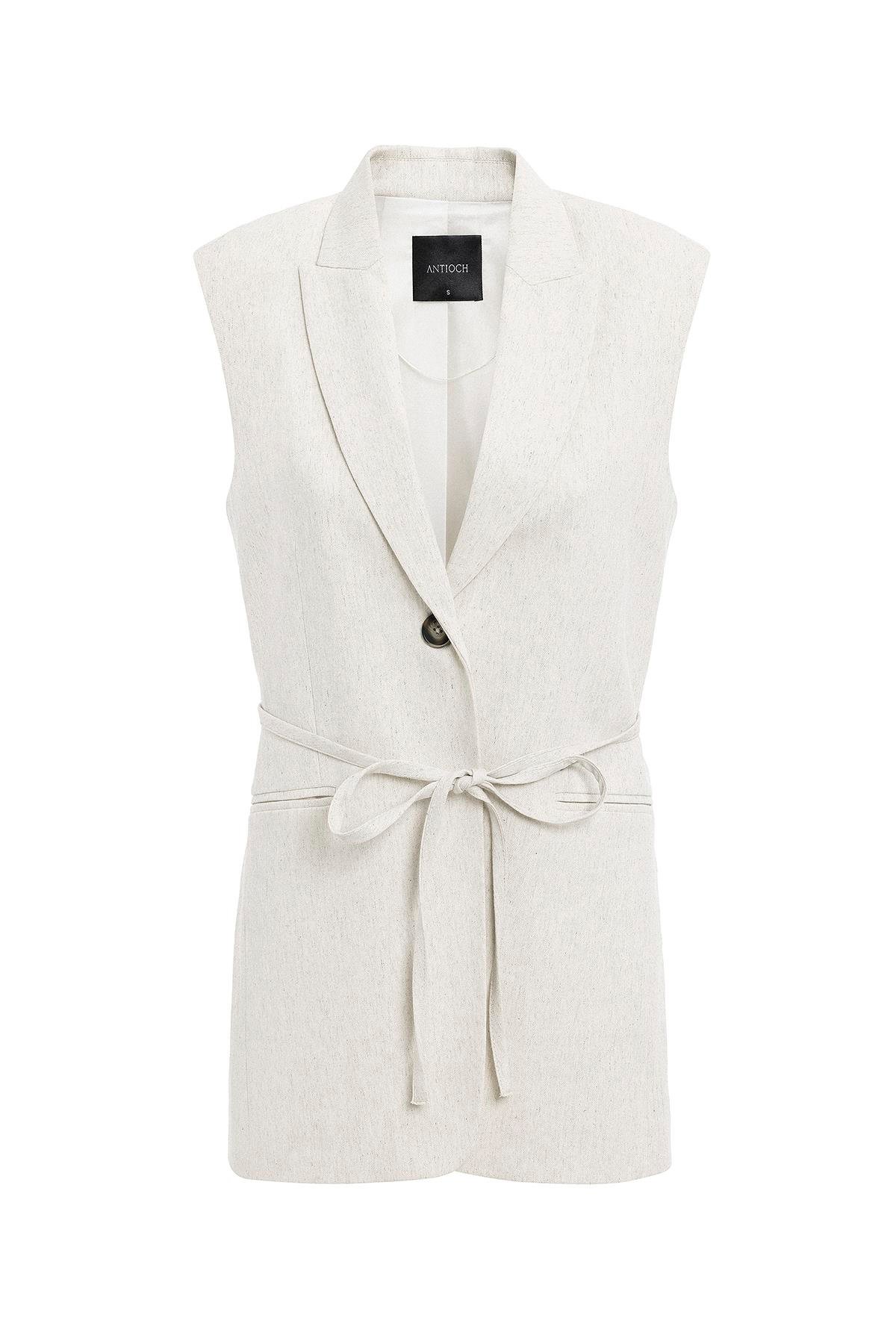 Antioch Ekru Kuşaklı Kadın Yelek