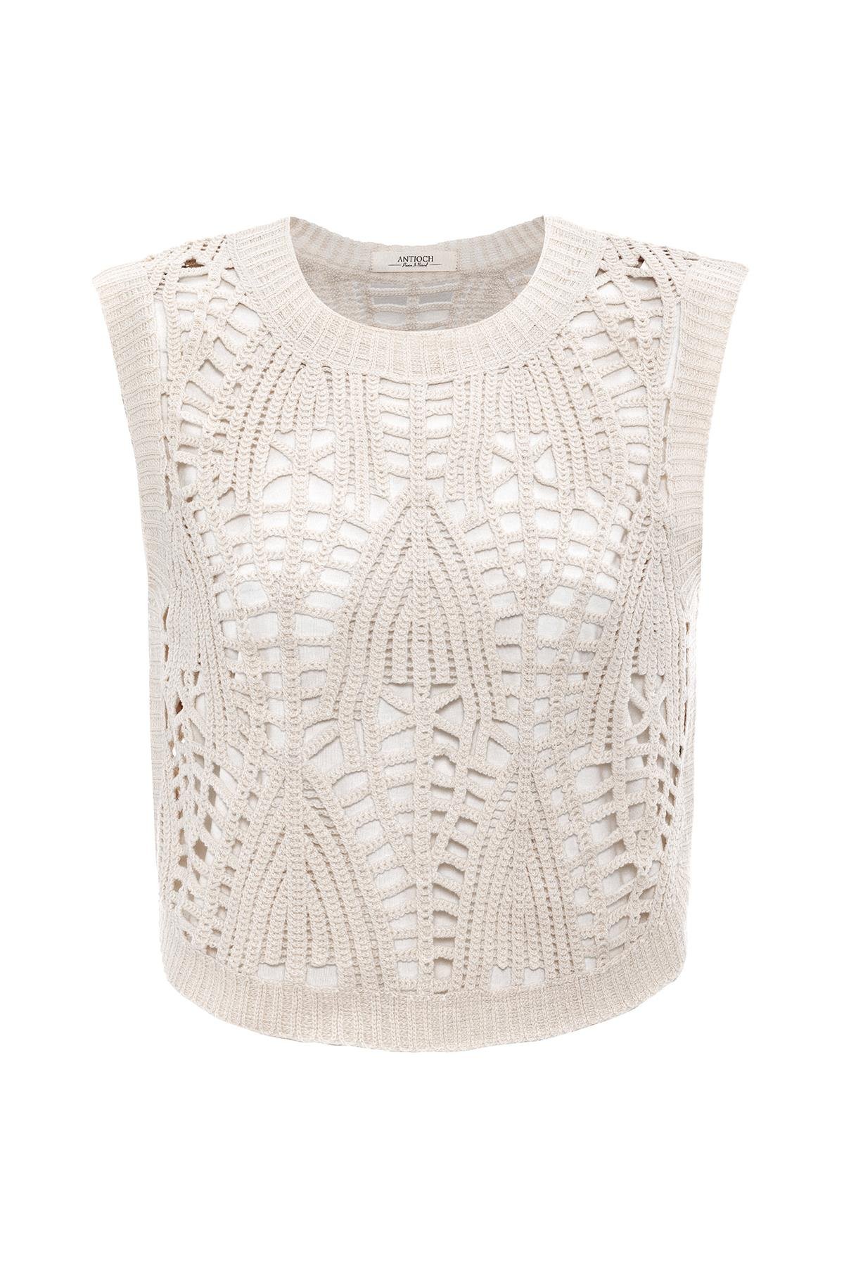 Antioch Ekru Örgü Detaylı Kadın Yelek