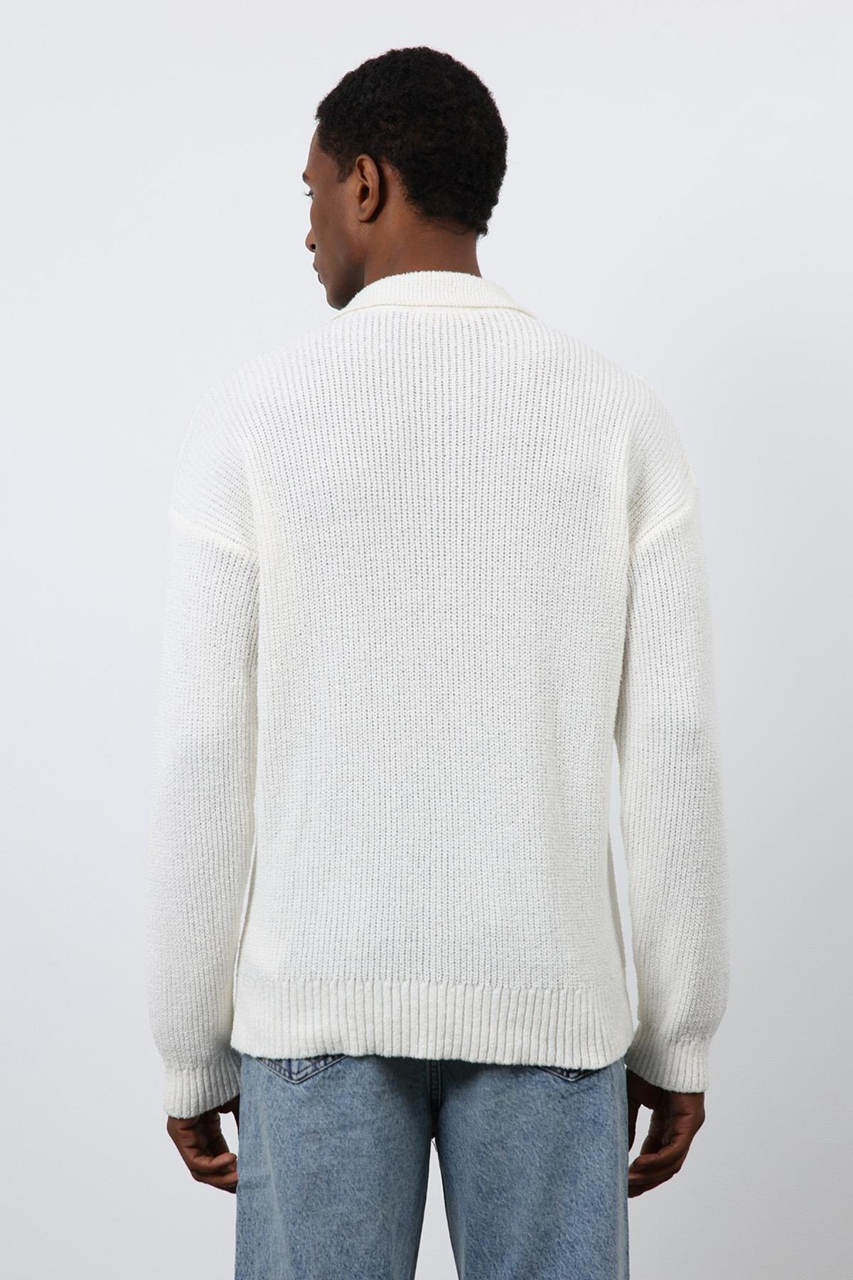 Antioch Ekru Örme Triko Erkek Hırka