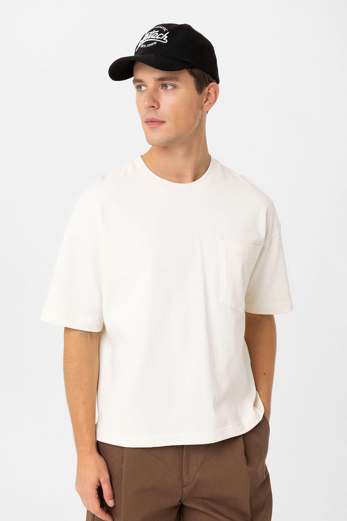 Antioch Ekru Relaxed Basic Erkek T-Shirt