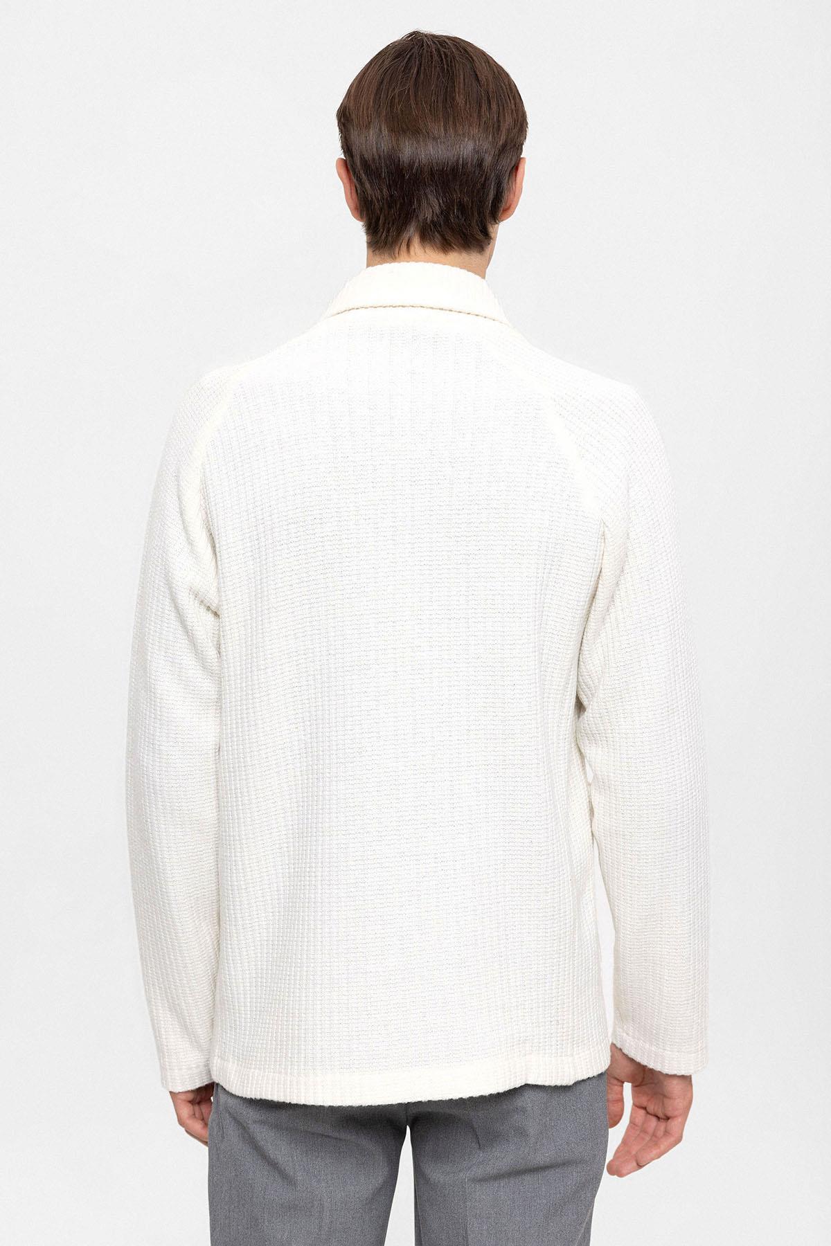 Antioch Ekru Şal Yaka Kruvaze Kapama Erkek Hırka