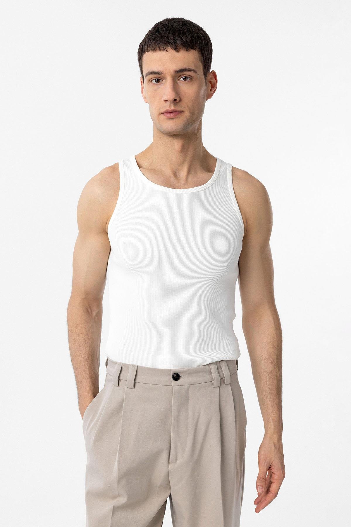 Antioch Ekru Slim Fit Erkek Atlet