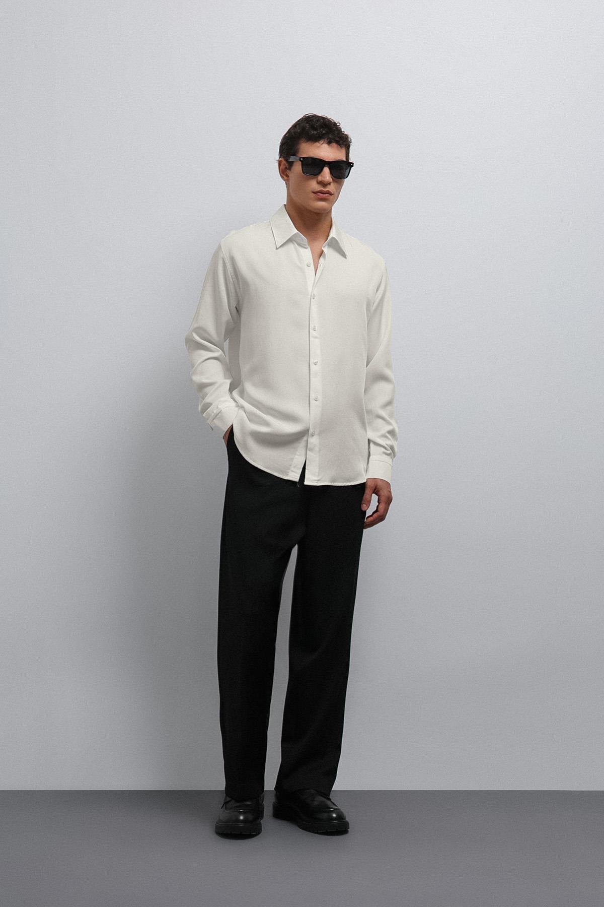 Antioch Ekru Teknik Regular Fit Erkek Gömlek