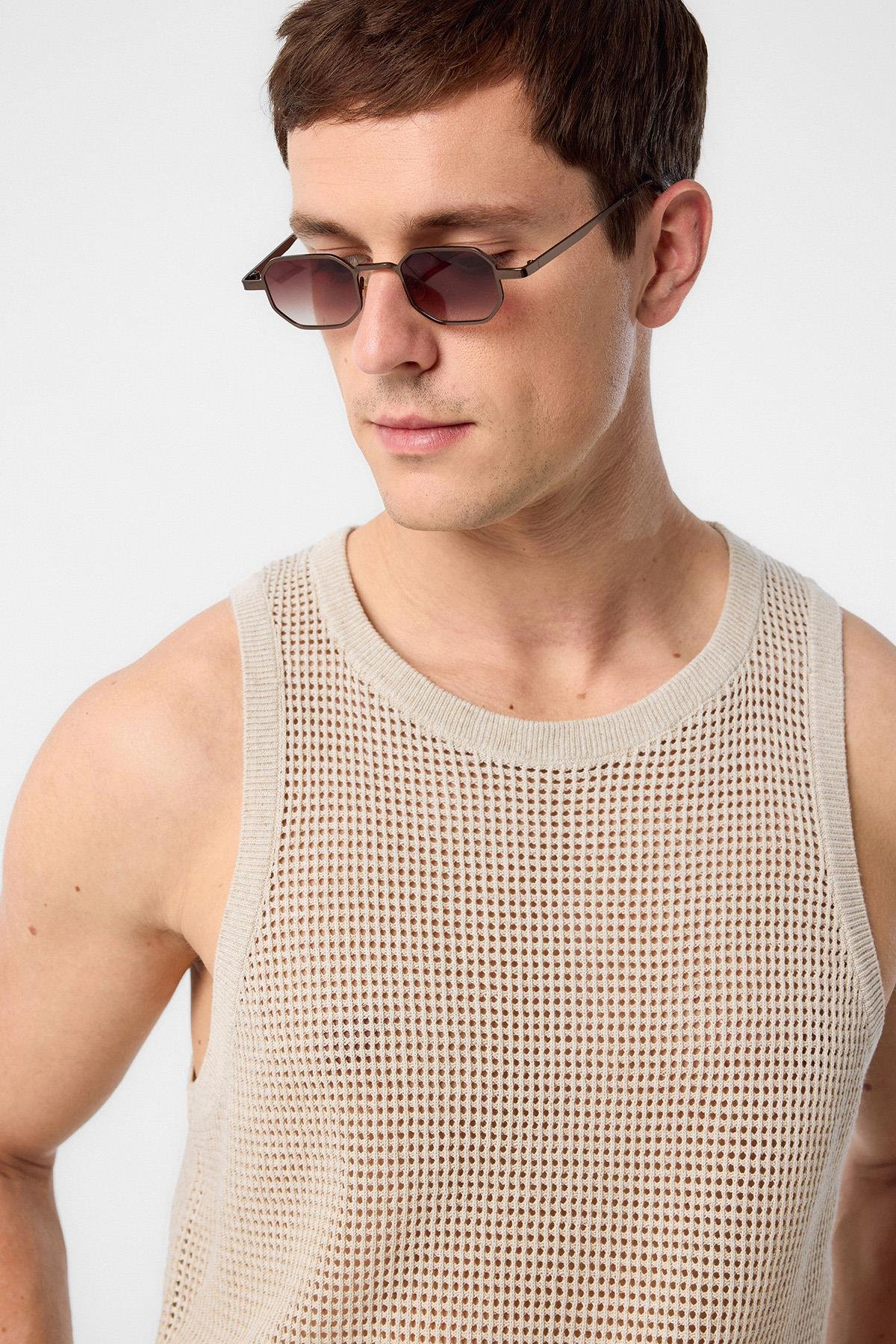 Antioch Ekru Triko Erkek Atlet