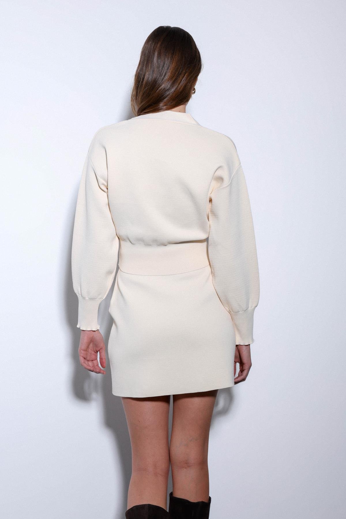 Antioch Ekru Triko Kadın Mini Etek