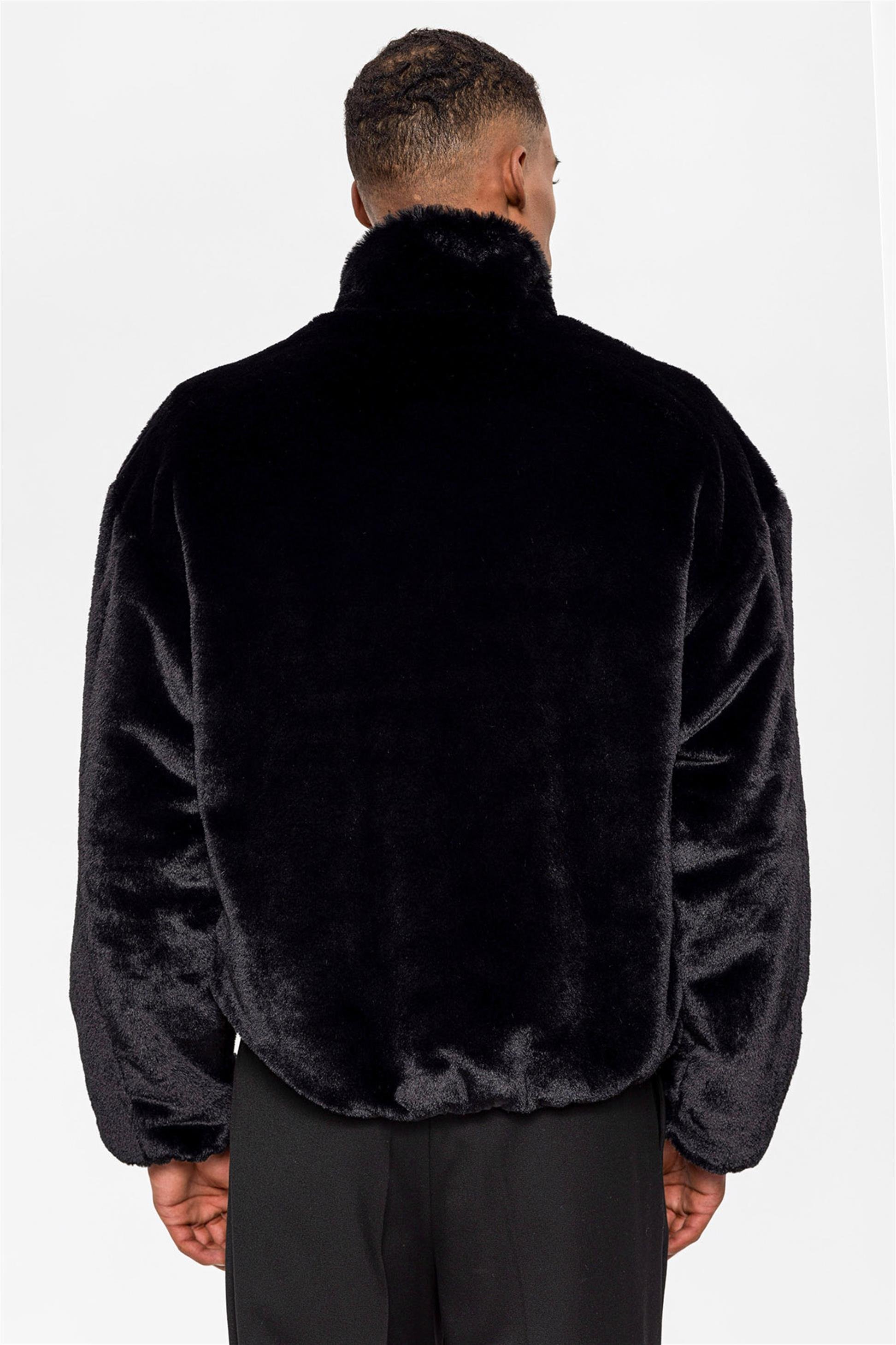Antioch Siyah Erkek Dik Yaka Suni Kürk Mont