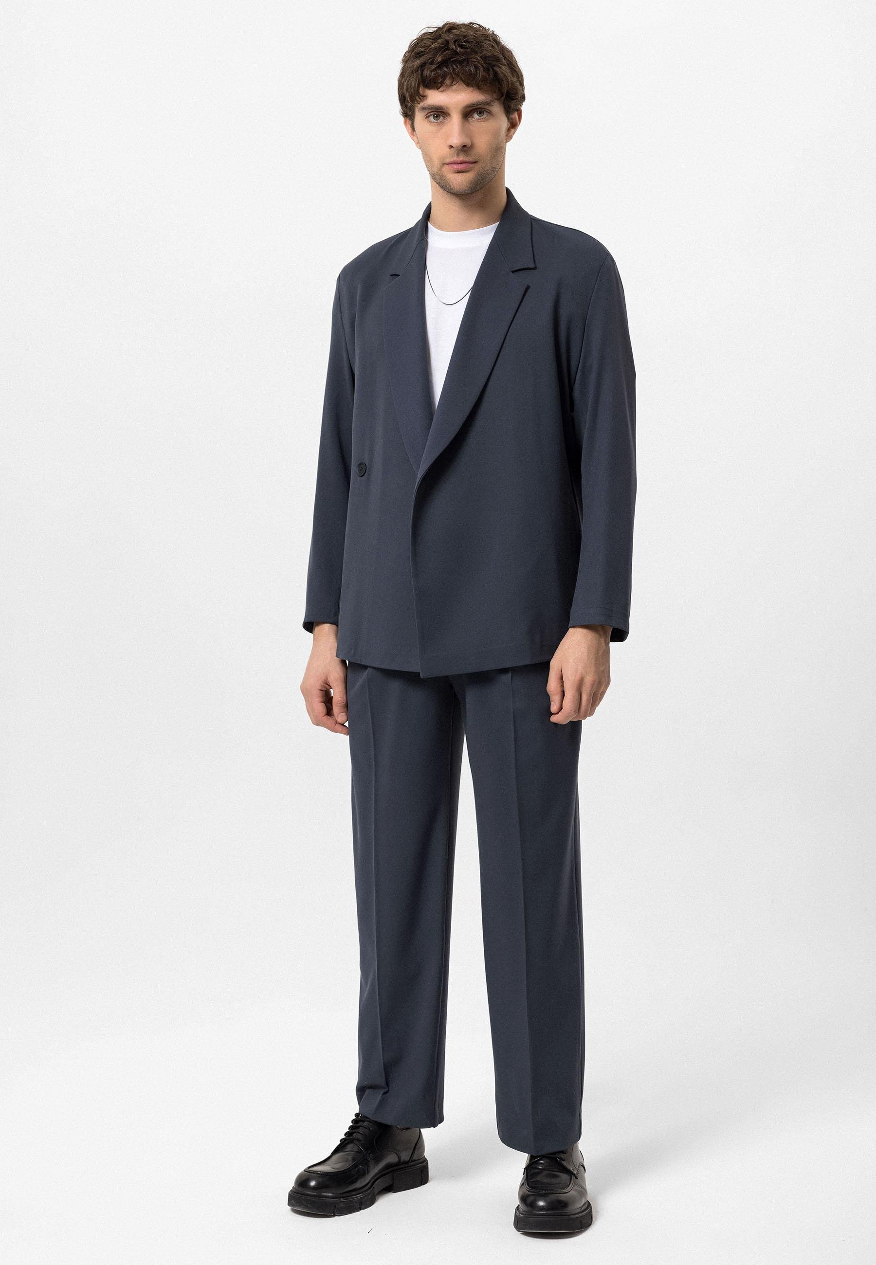 Antioch Füme Kruvaze Kapama Gizli Cep Erkek Blazer Ceket