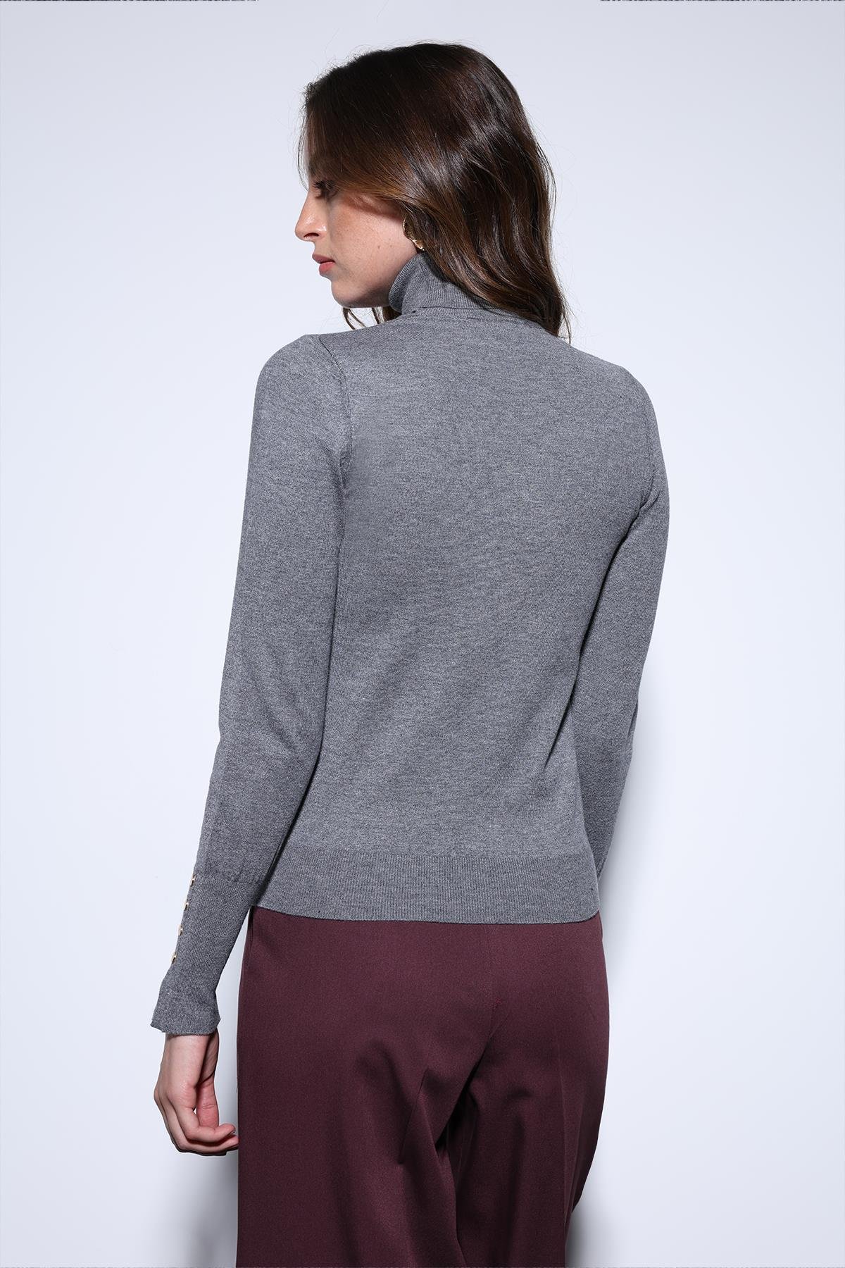 Antioch Gri Dik Yaka Triko Kazak