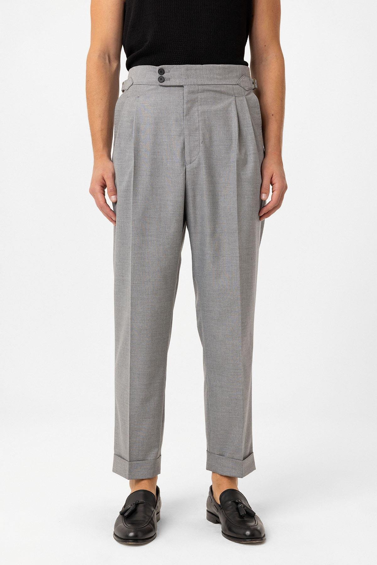 Antioch Gri Kruvaze Kapama İtalyan Kesim Erkek Takım