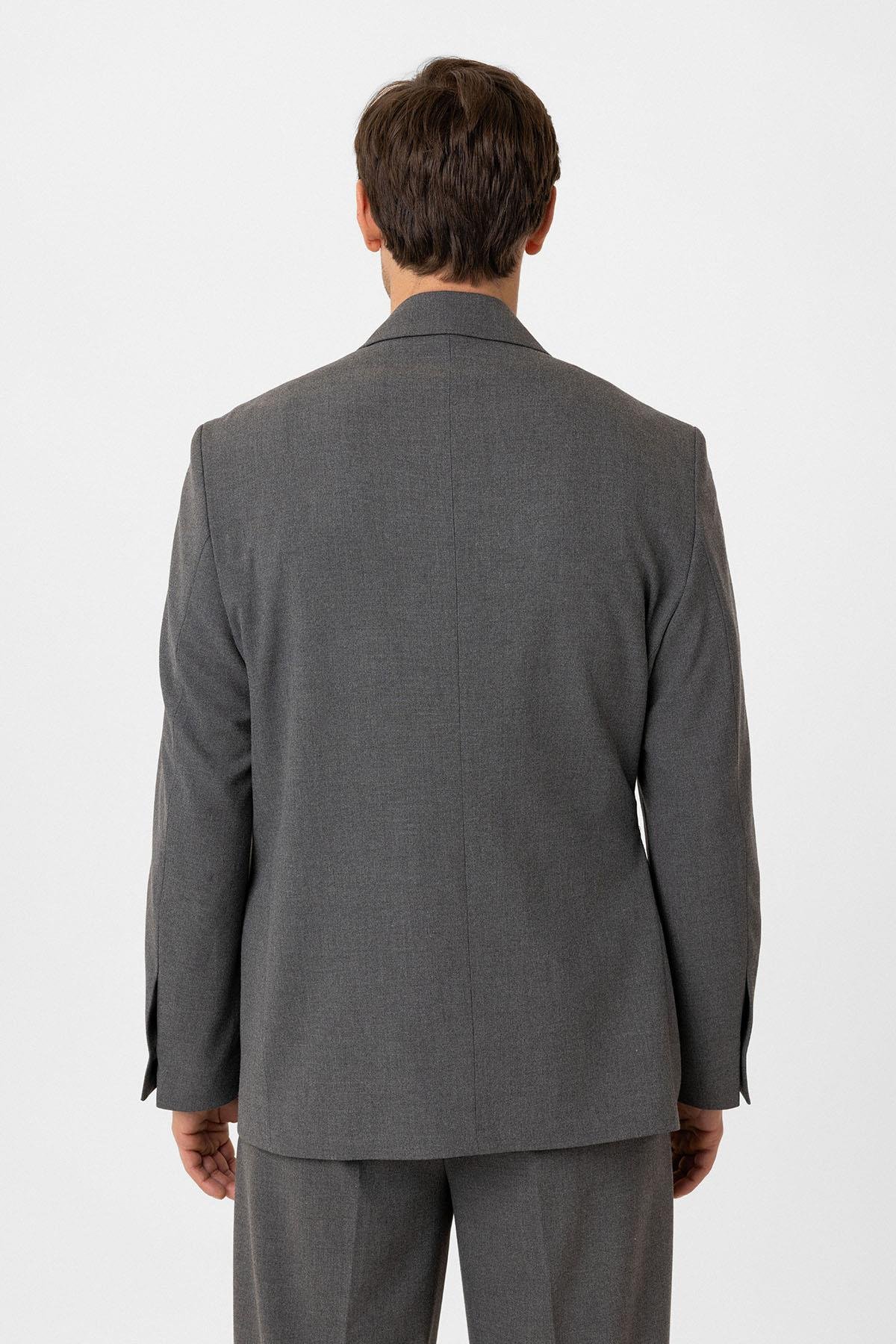 Antioch Gri Kuşaklı Relax Fit Erkek Blazer Ceket