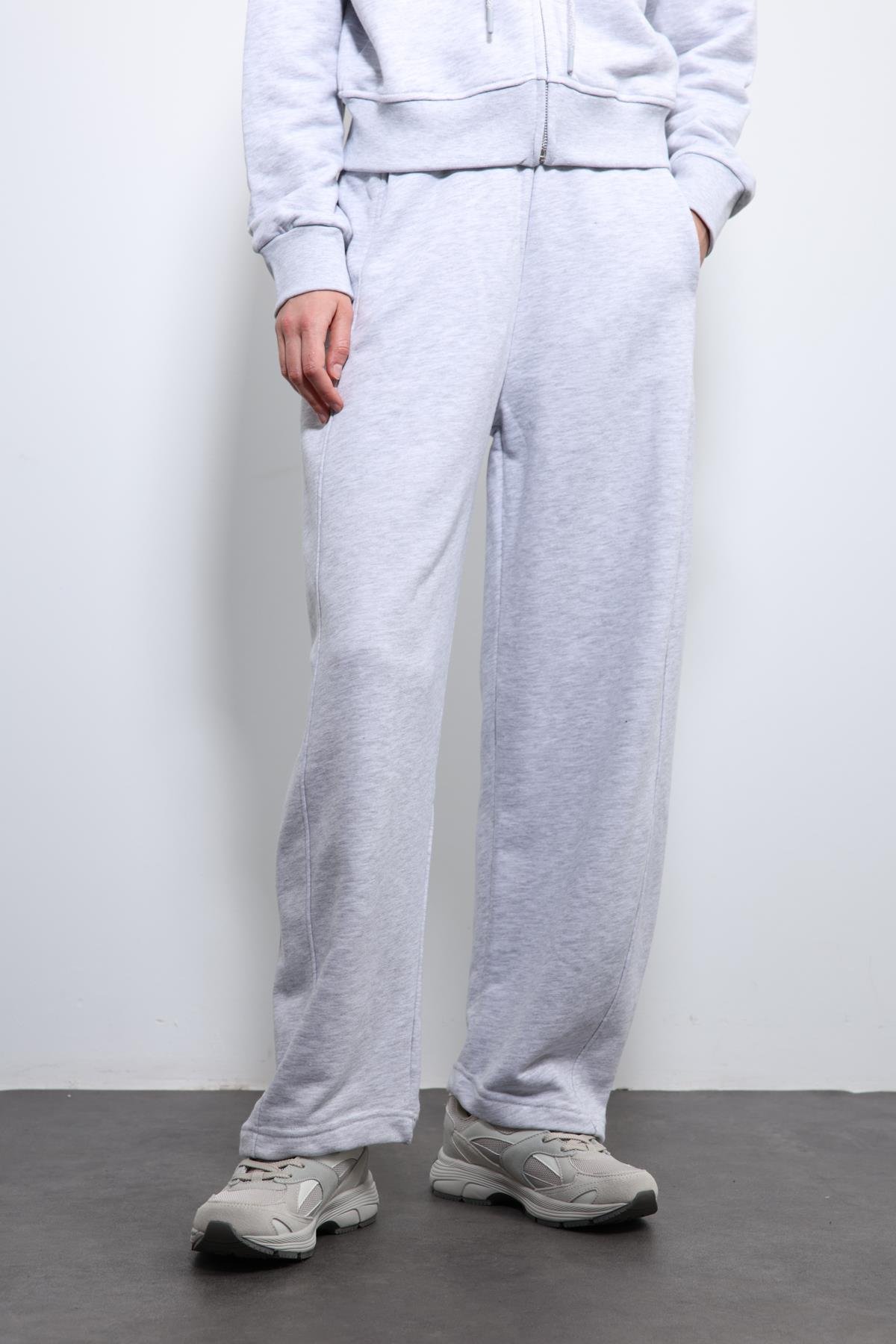 Antioch Gri Melanj Kapüşonlu Üst Eşofman Takım