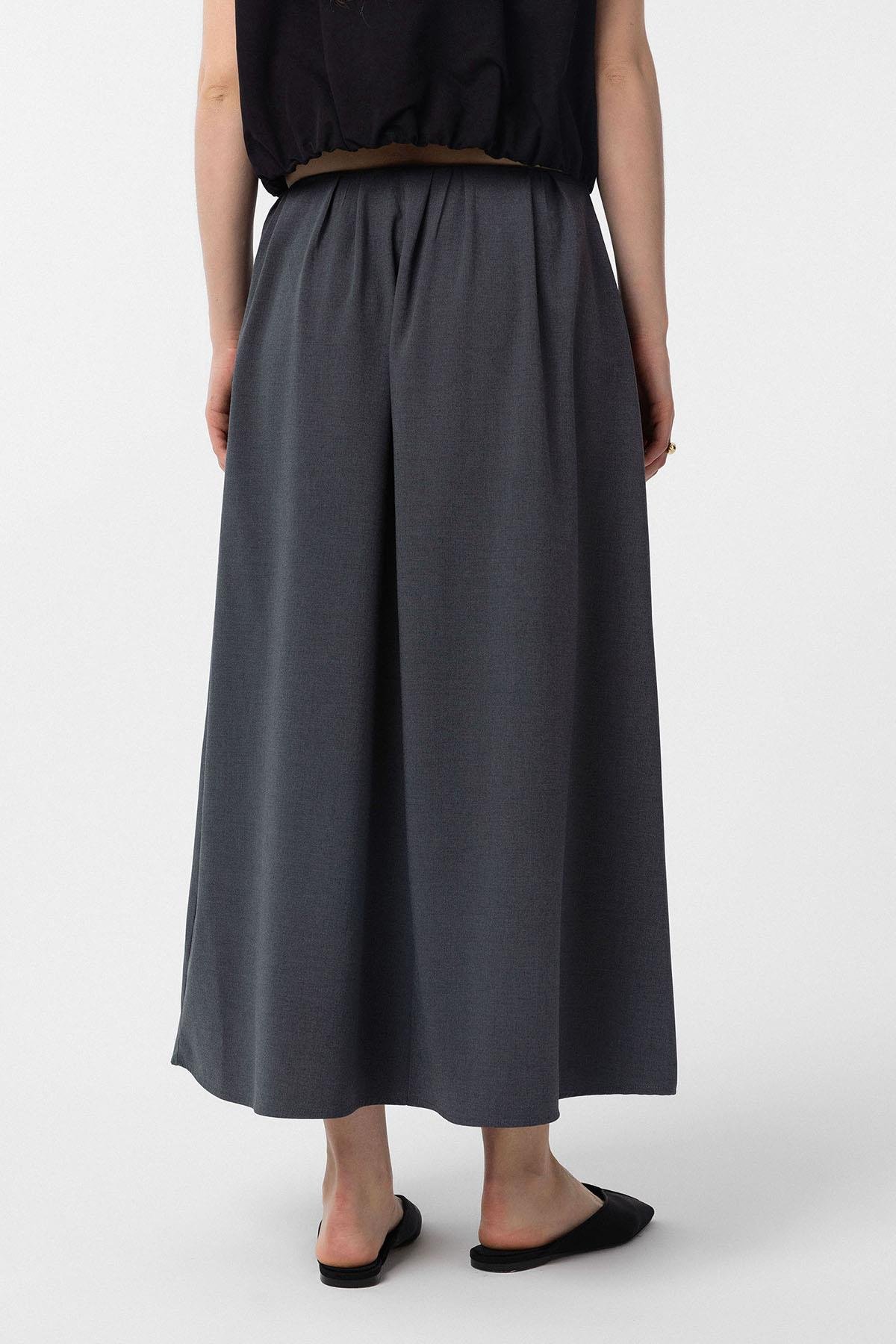 Antioch Gri Pilili Kadın Midi Etek