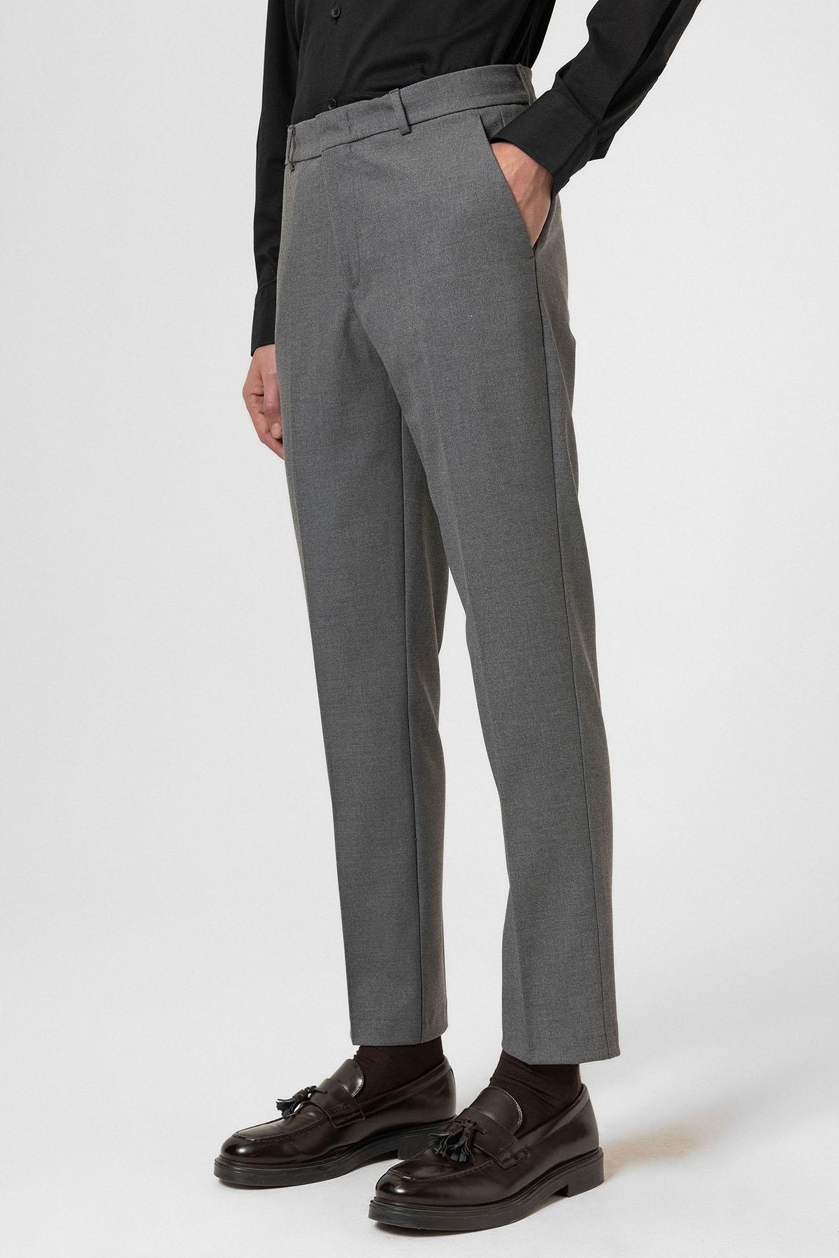 Antioch Gri Yüksek Bel Klasik Erkek Pantolon