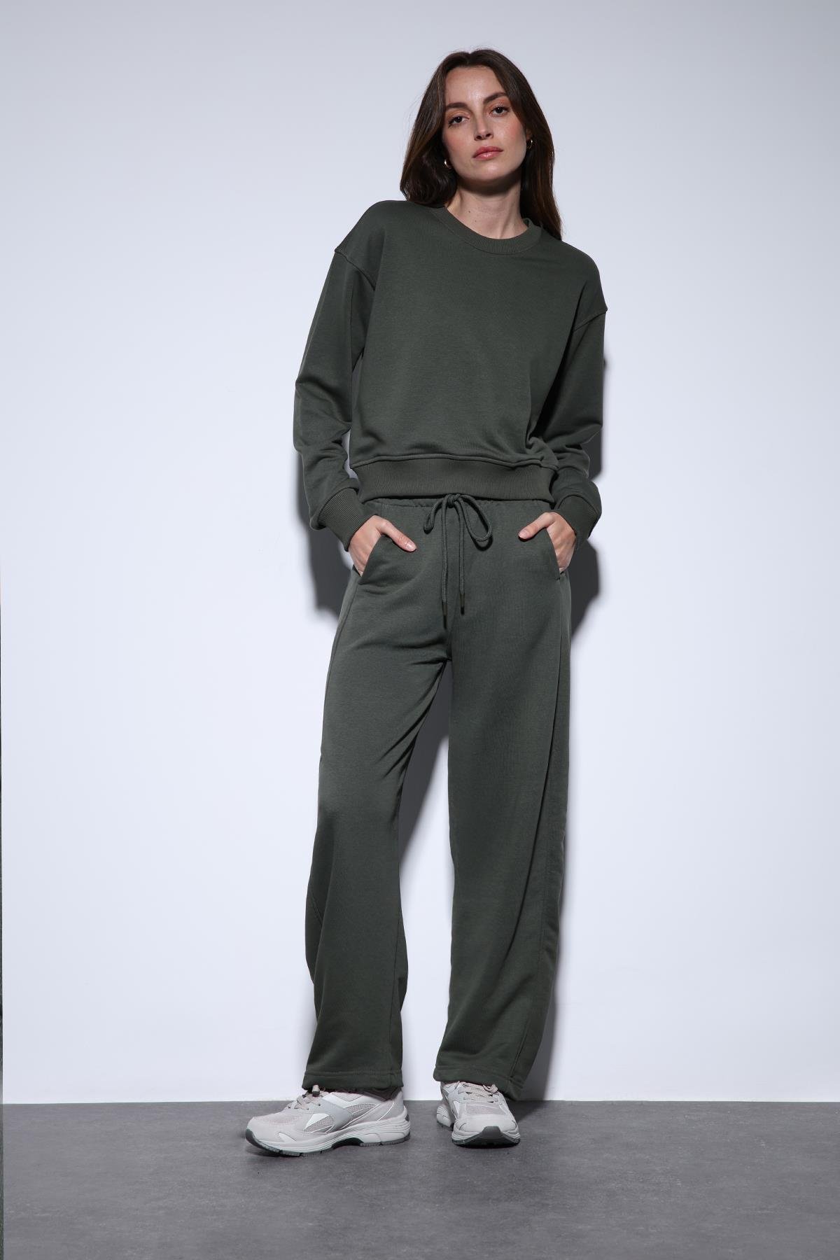 Antioch Haki Basic Kadın Sweatshirt