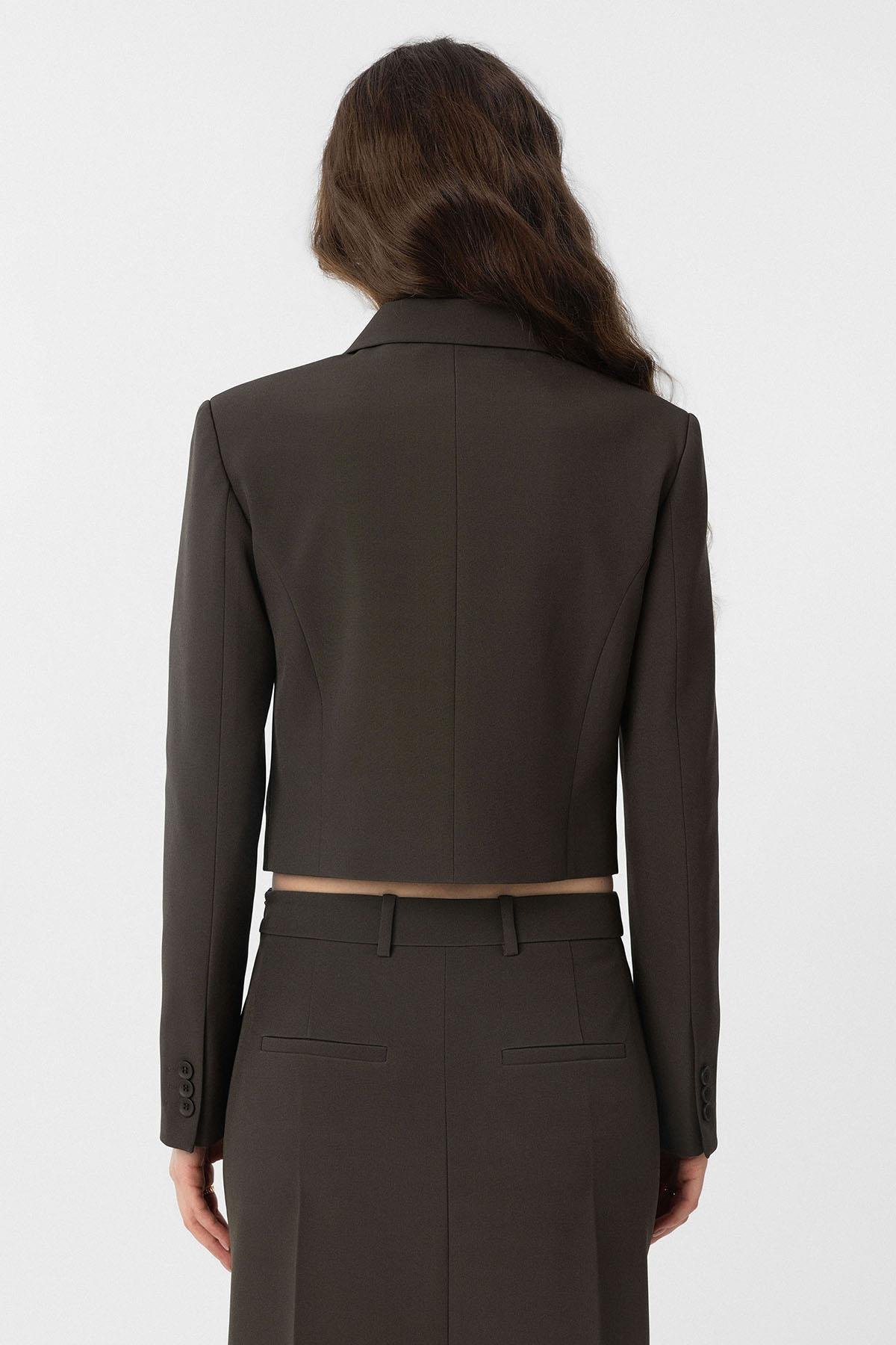 Antioch Haki Crop Kadın Blazer Ceket