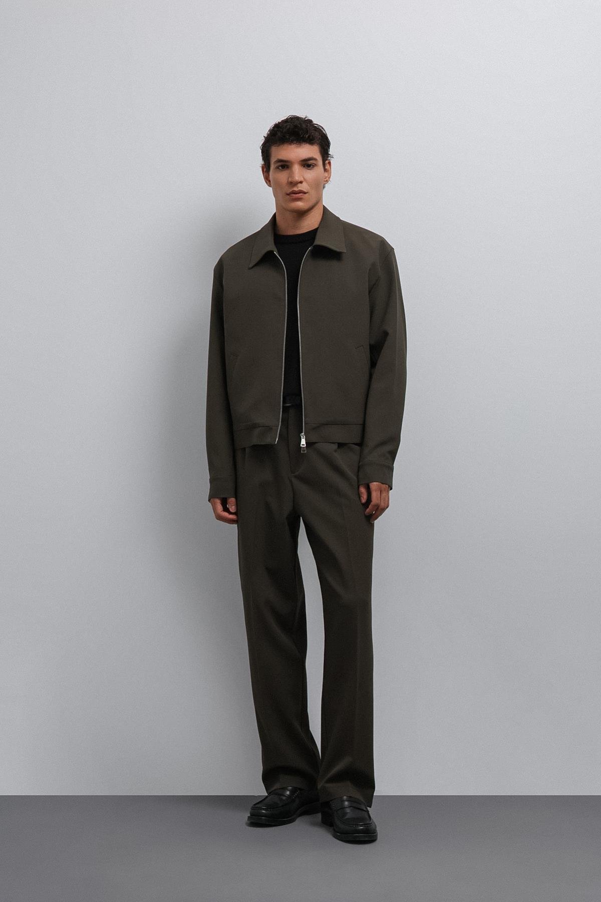 Antioch Haki Fermuarlı Mevsimlik Erkek Mont