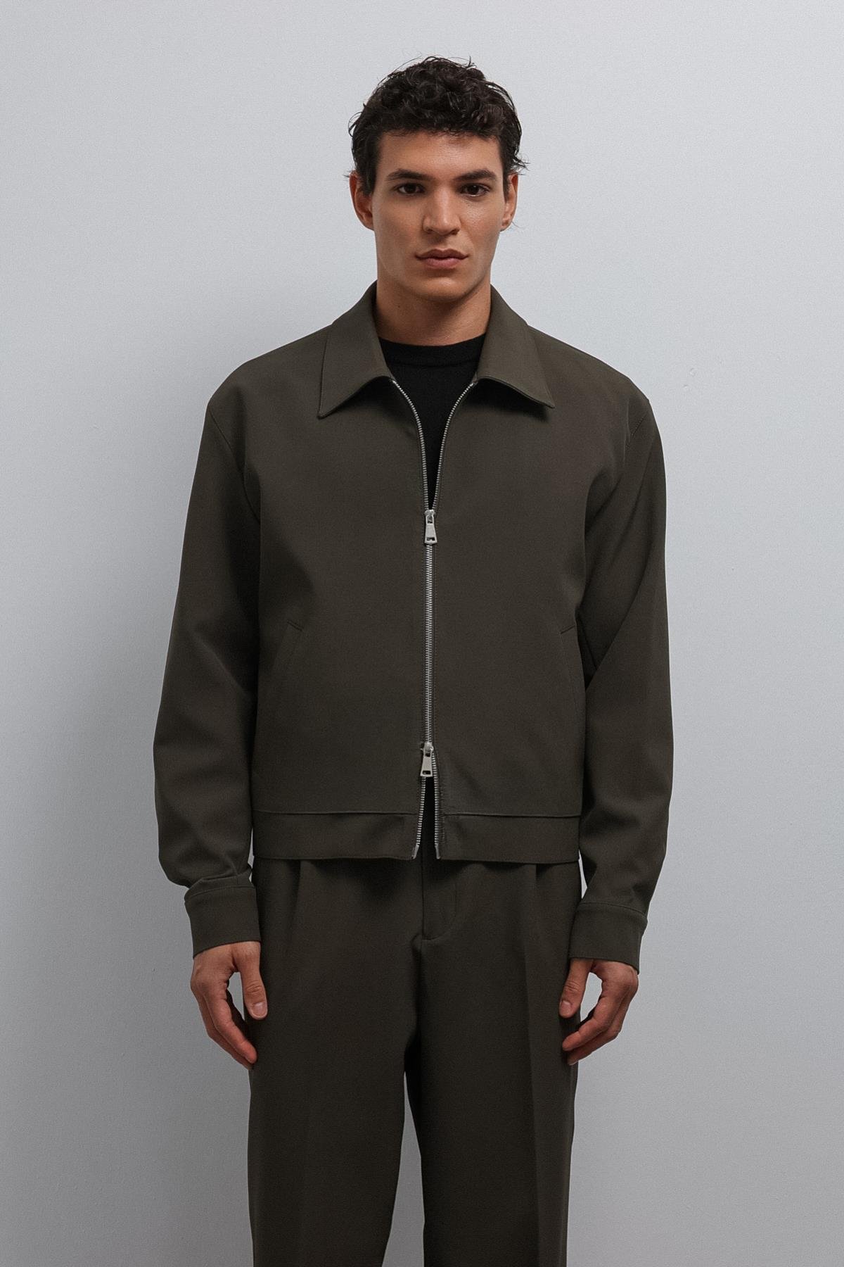 Antioch Haki Fermuarlı Mevsimlik Erkek Mont