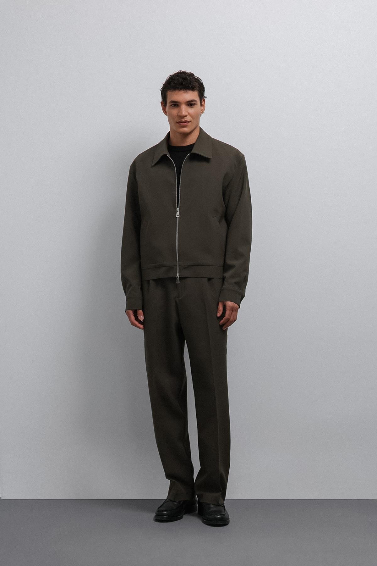 Antioch Haki Fermuarlı Mevsimlik Erkek Mont