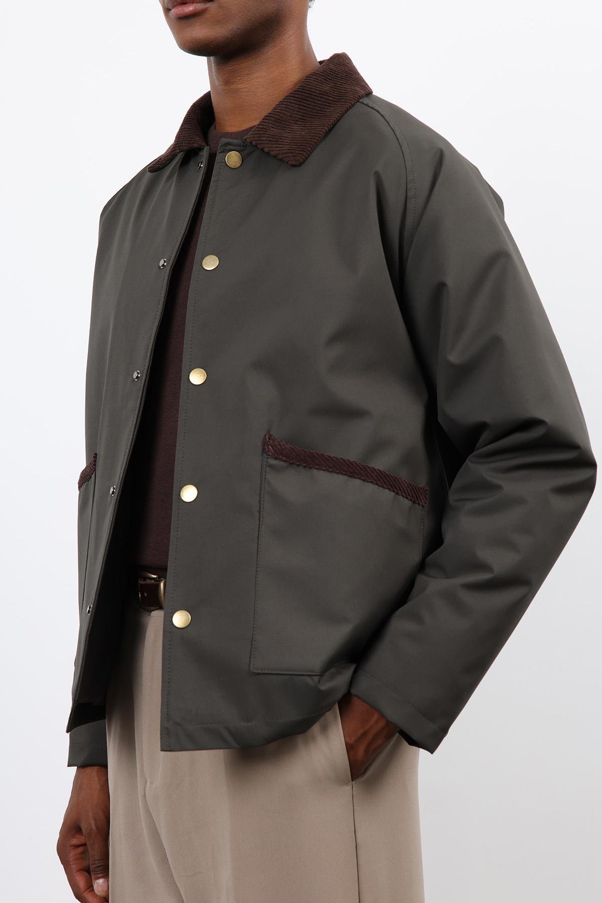 Antioch Haki Kontrast Yaka Erkek Mont