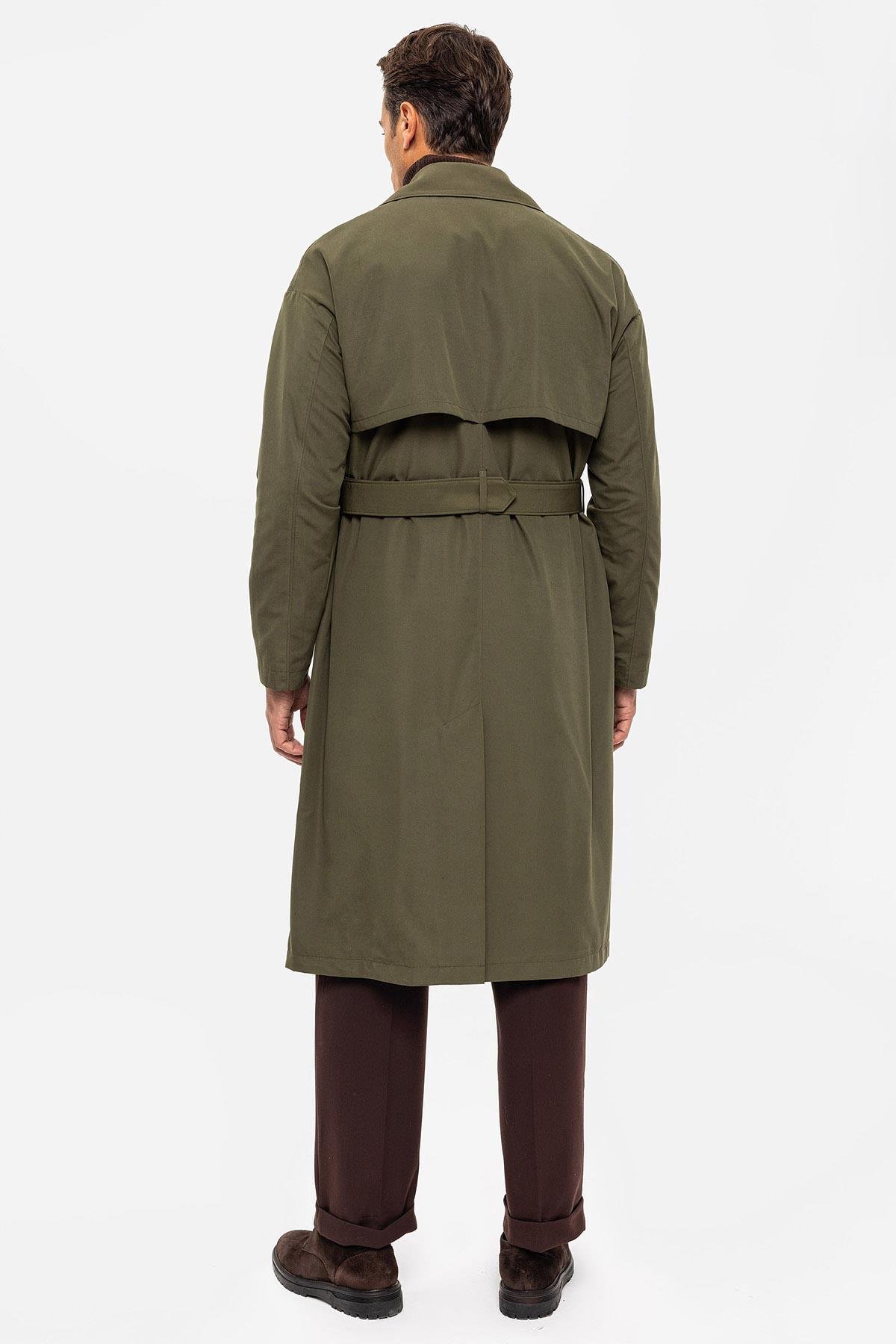 Antioch Haki Kruvaze Kapama Kemerli Trençkot