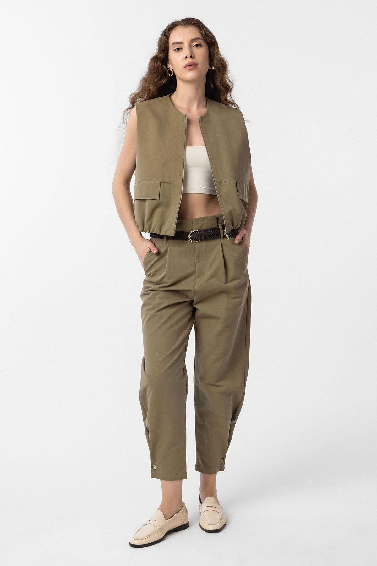 Antioch Haki Oversize Kadın Yelek