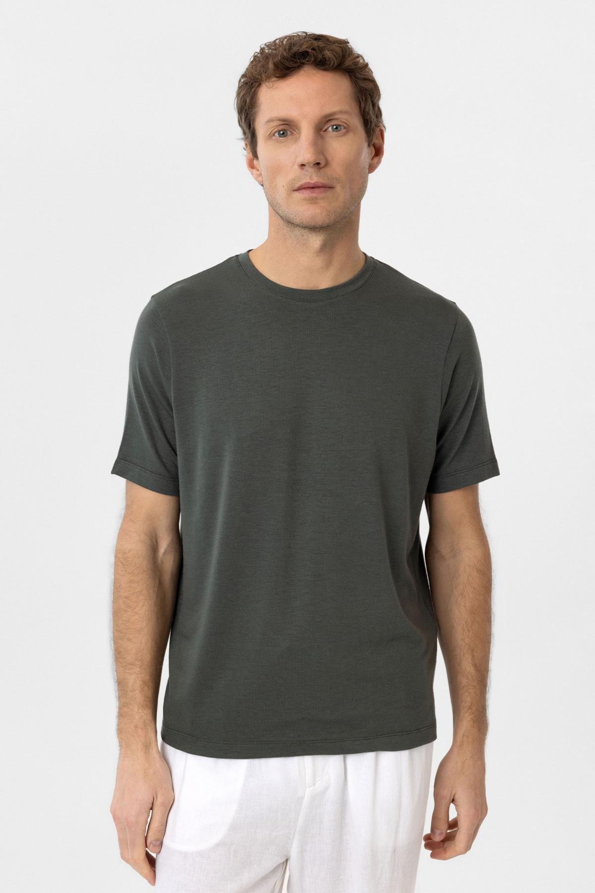 Antioch Haki Regular Fit Basic Erkek T-Shirt