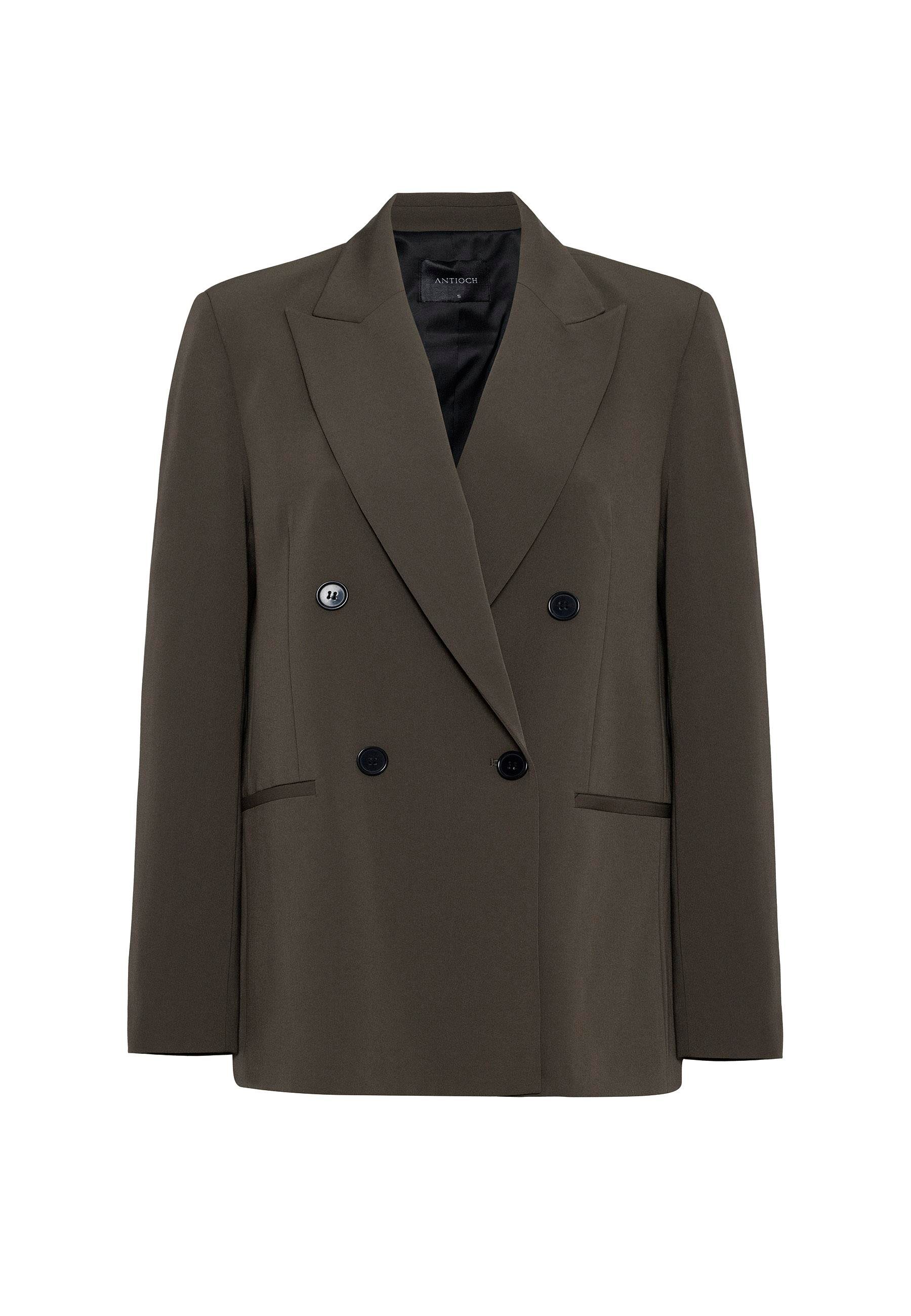 Antioch Haki Regular Fit Kruvaze Kadın Blazer Ceket