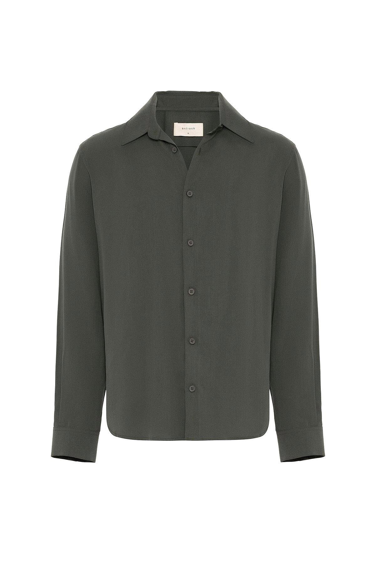 Antioch Haki Relax Fit Liyosel Kumaş Erkek Gömlek