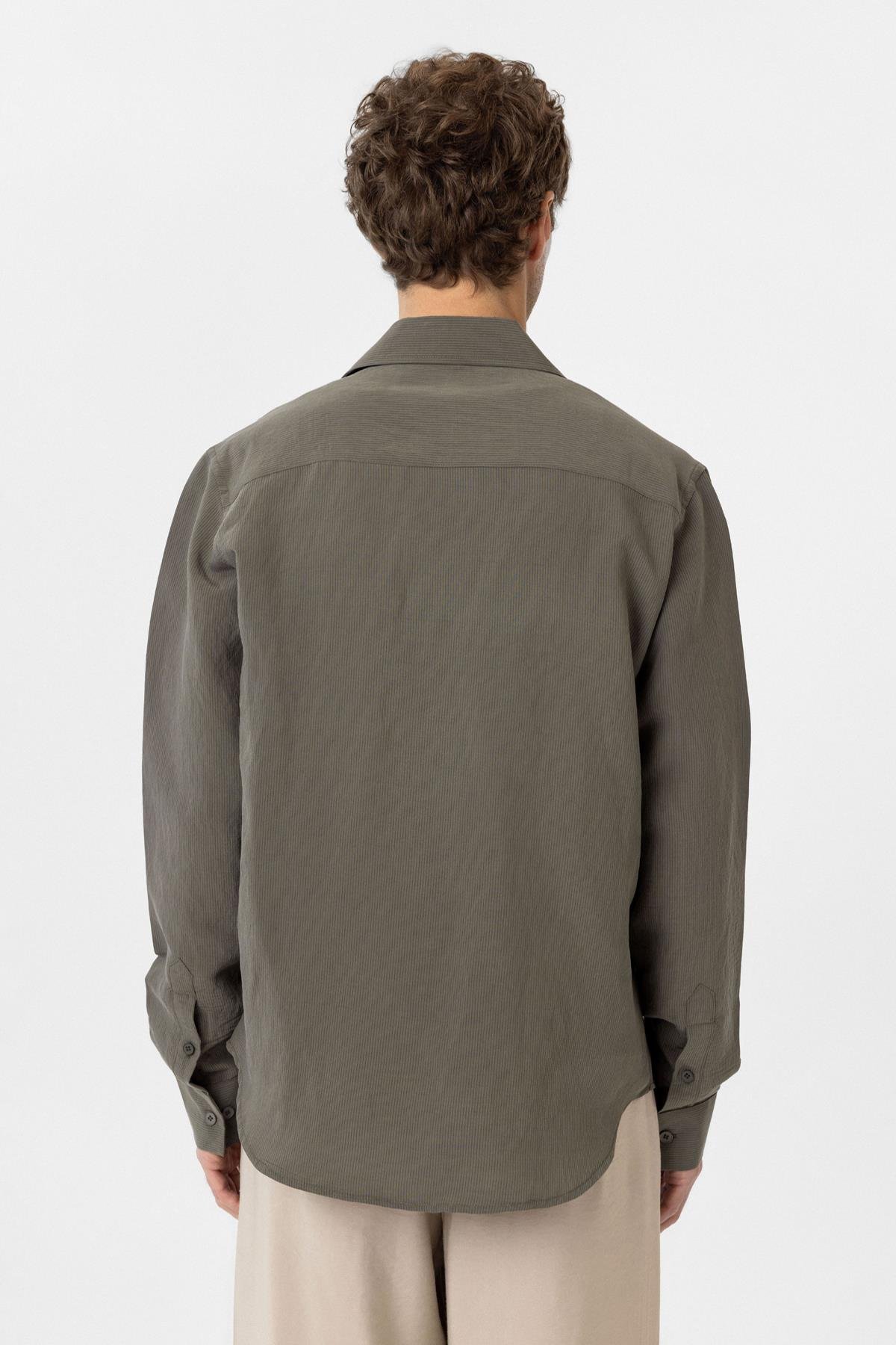 Antioch Haki Relax Fit Modal Kumaş Erkek Gömlek