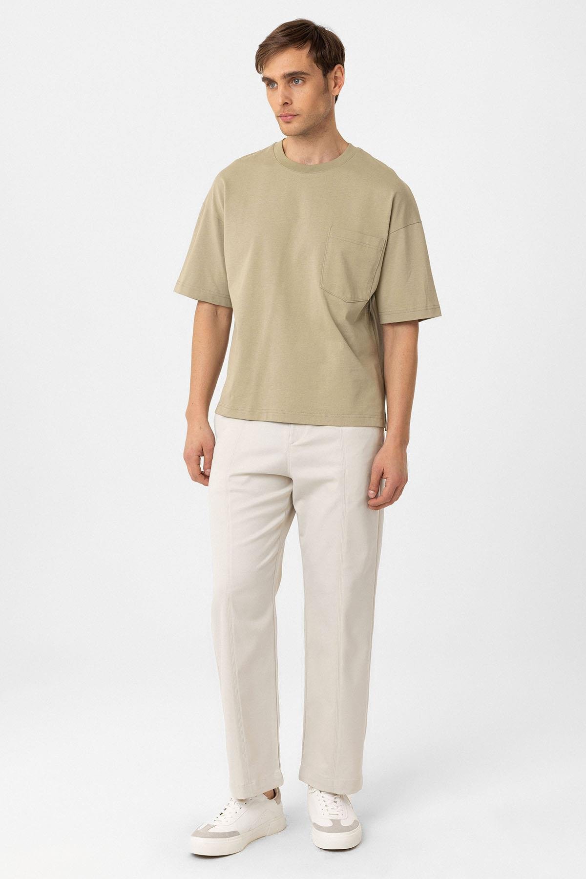Antioch Haki Relaxed Basic Erkek T-Shirt