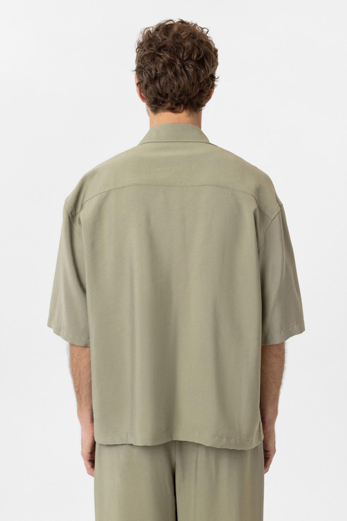 Antioch Haki Relaxed Kısa Kollu Erkek Gömlek